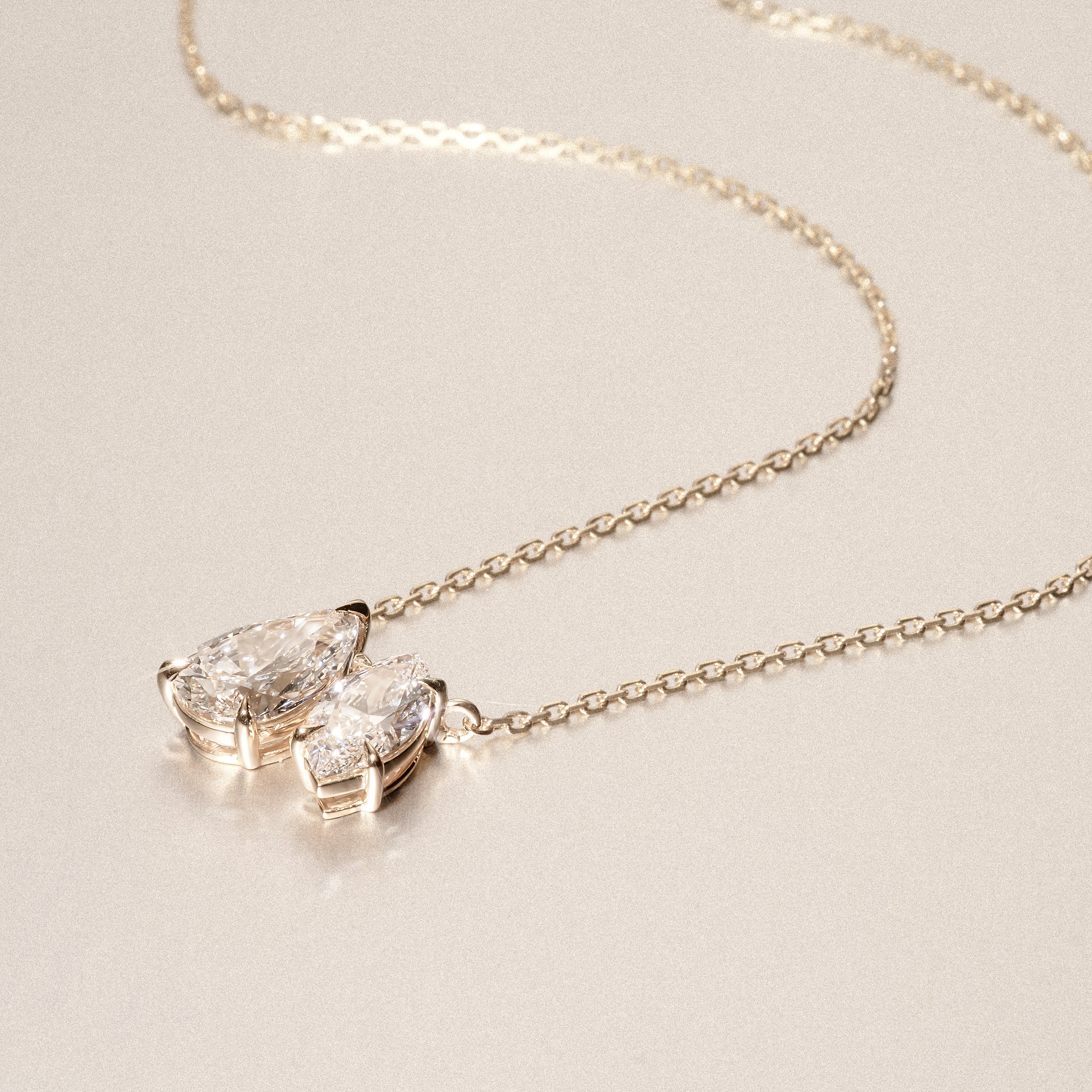 Toi Et Moi 3.00ct Pear and Marquise Cut Lab Diamond 2 Stone Necklace in 18k Yellow Gold - Image 6