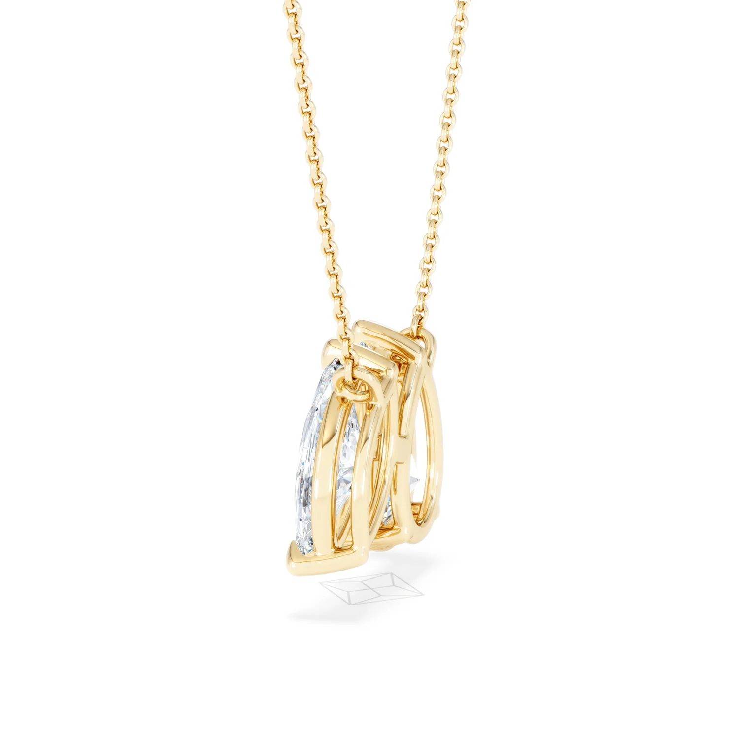 Toi Et Moi 3.00ct Pear and Marquise Cut Lab Diamond 2 Stone Necklace in 18k Yellow Gold - Image 63