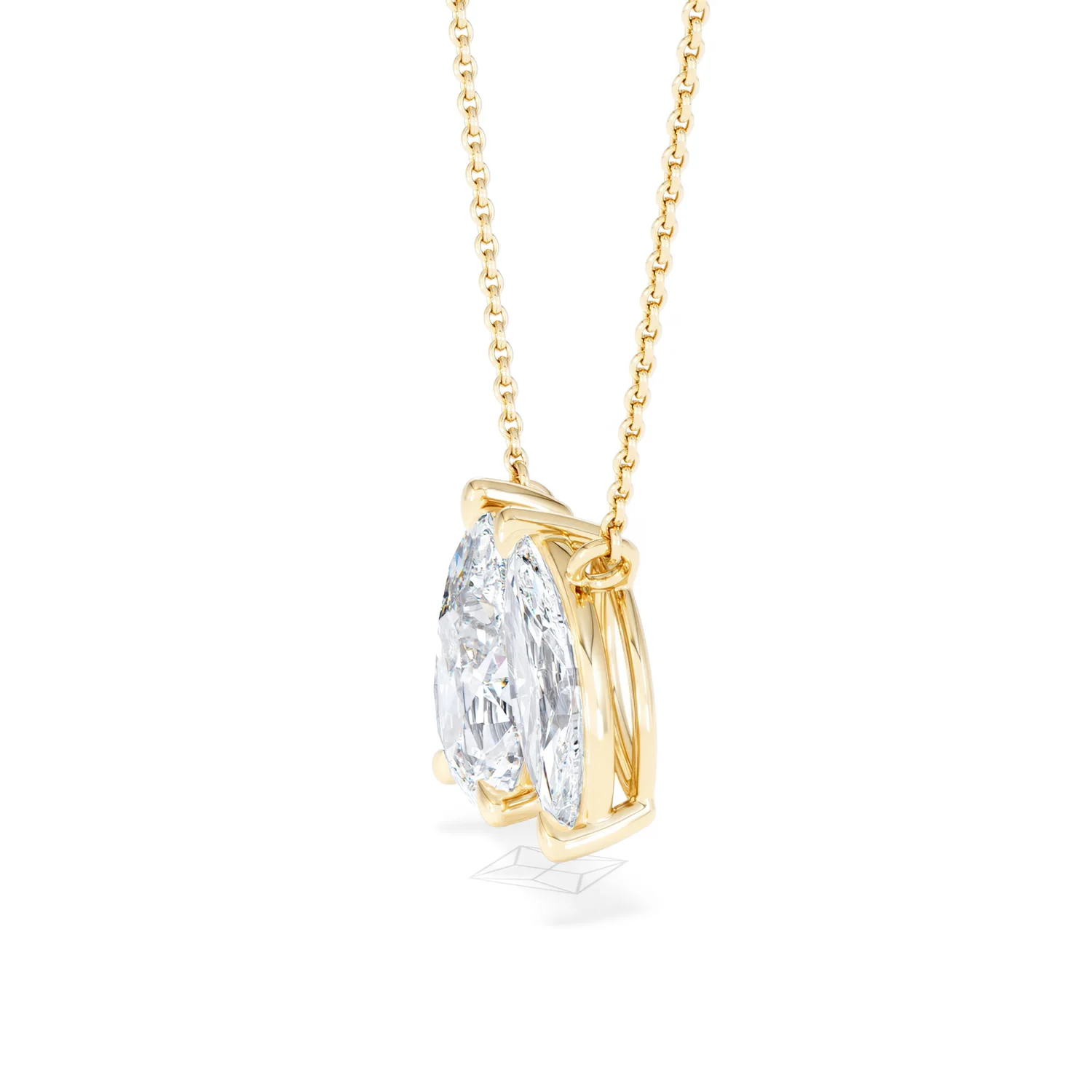 Toi Et Moi 3.00ct Pear and Marquise Cut Lab Diamond 2 Stone Necklace in 18k Yellow Gold - Image 72