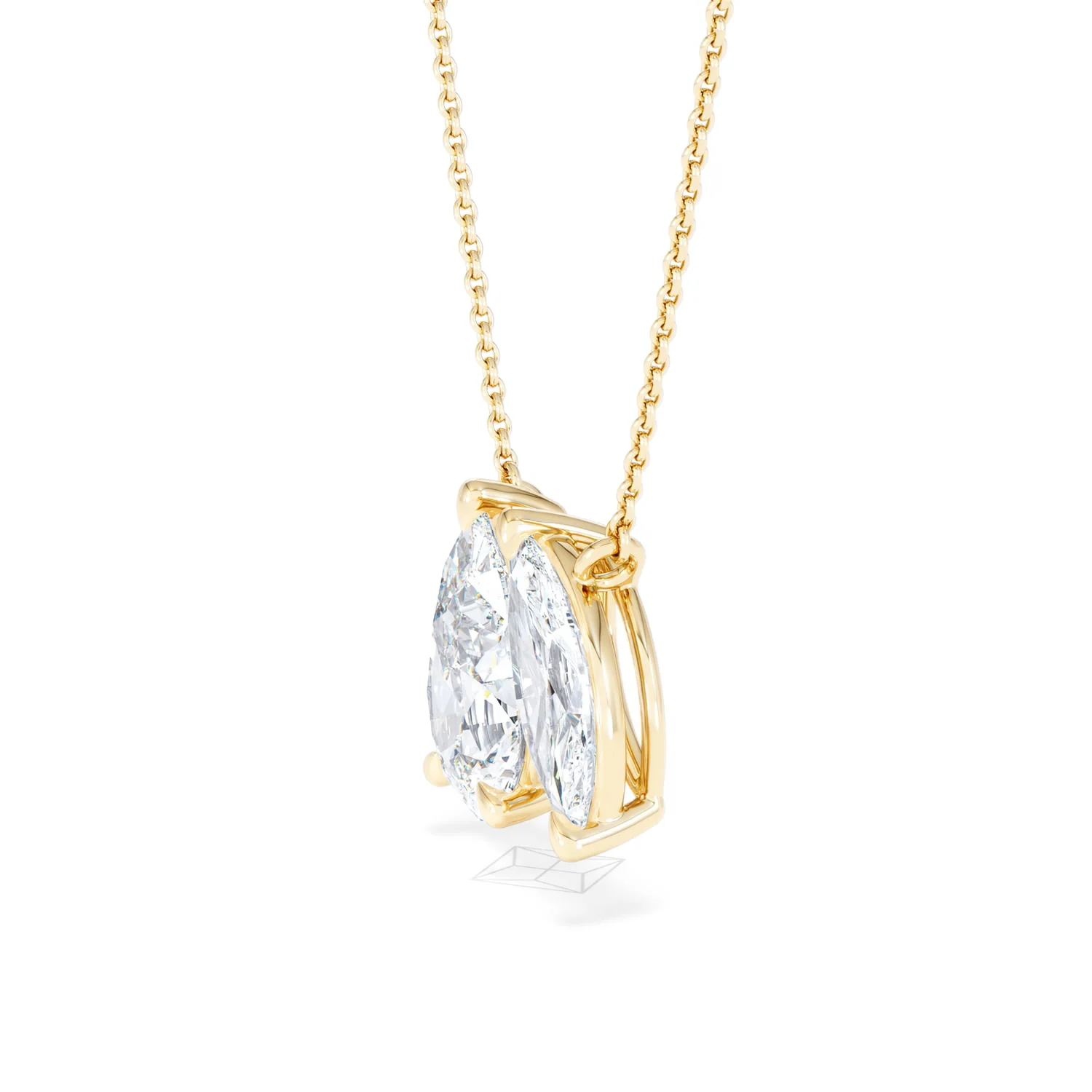 Toi Et Moi 3.00ct Pear and Marquise Cut Lab Diamond 2 Stone Necklace in 18k Yellow Gold - Image 73
