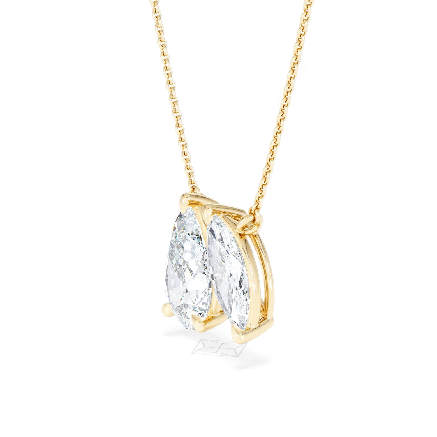 Toi Et Moi 3.00ct Pear and Marquise Cut Lab Diamond 2 Stone Necklace in 18k Yellow Gold - Image 75