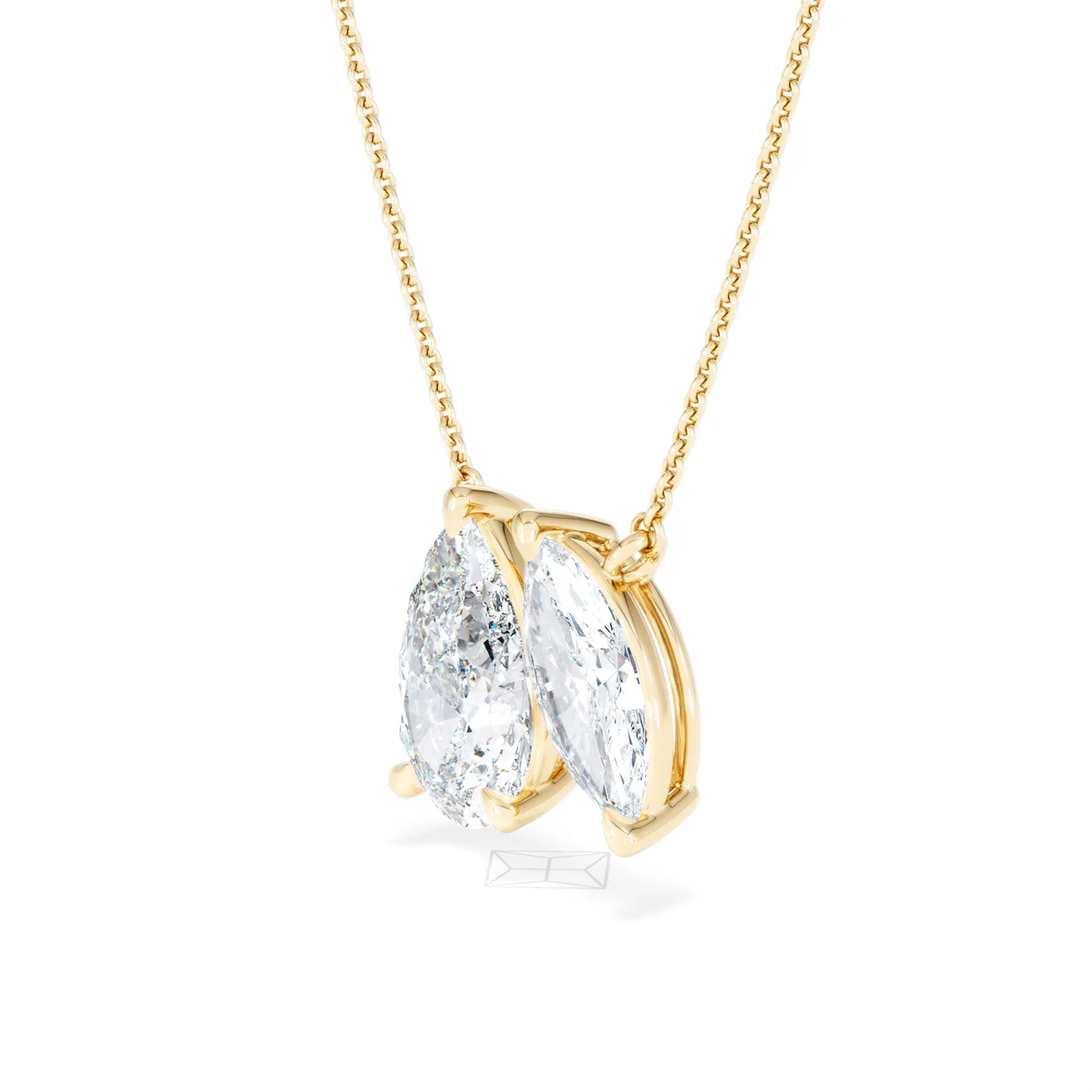 Toi Et Moi 3.00ct Pear and Marquise Cut Lab Diamond 2 Stone Necklace in 18k Yellow Gold - Image 77