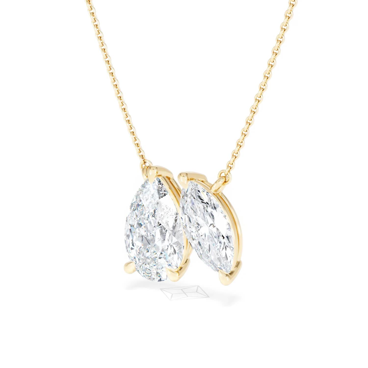 Toi Et Moi 3.00ct Pear and Marquise Cut Lab Diamond 2 Stone Necklace in 18k Yellow Gold - Image 81