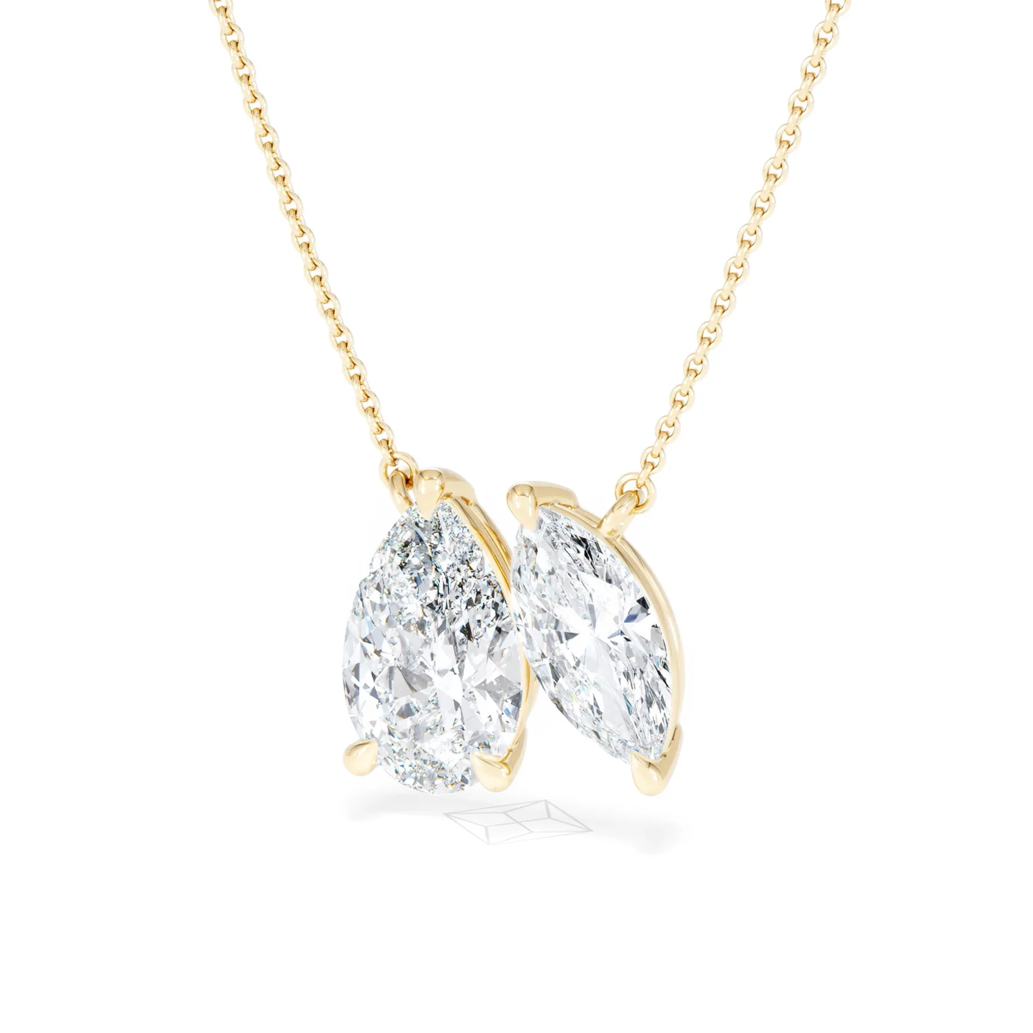Toi Et Moi 3.00ct Pear and Marquise Cut Lab Diamond 2 Stone Necklace in 18k Yellow Gold - Image 83