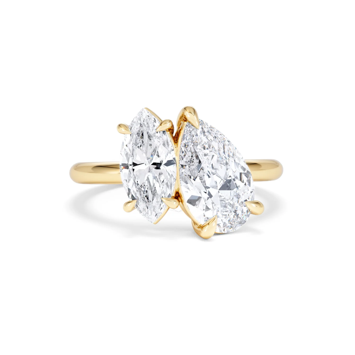 Toi Et Moi 3.00ct Pear and Marquise Cut Lab Diamond Engagement Ring in 18K Yellow Gold - Image 10