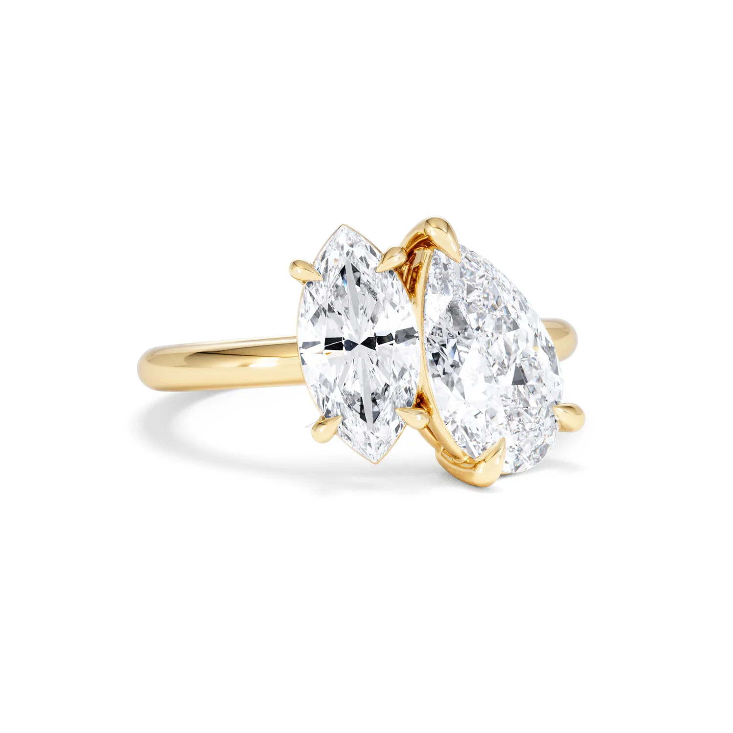 Toi Et Moi 3.00ct Pear and Marquise Cut Lab Diamond Engagement Ring in 18K Yellow Gold - Image 13