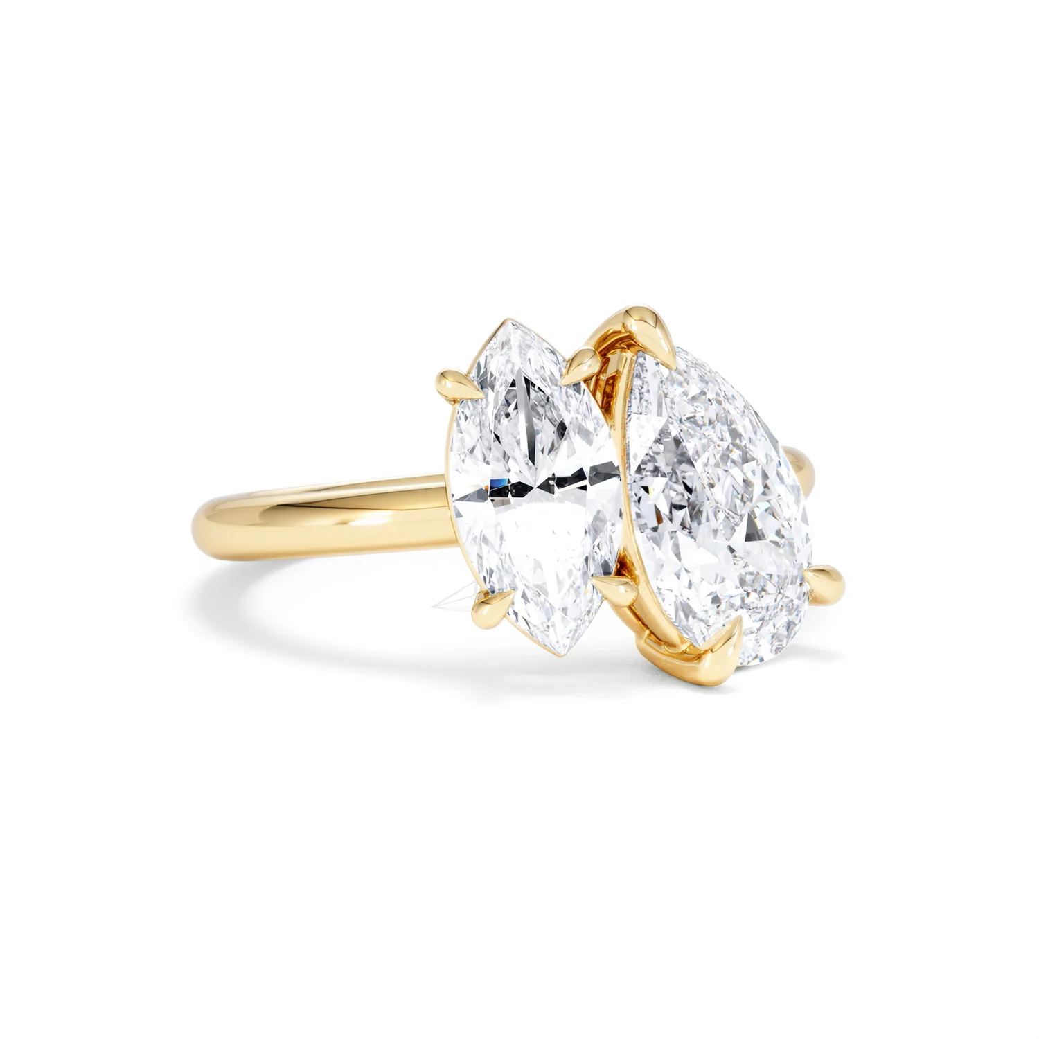 Toi Et Moi 3.00ct Pear and Marquise Cut Lab Diamond Engagement Ring in 18K Yellow Gold - Image 14