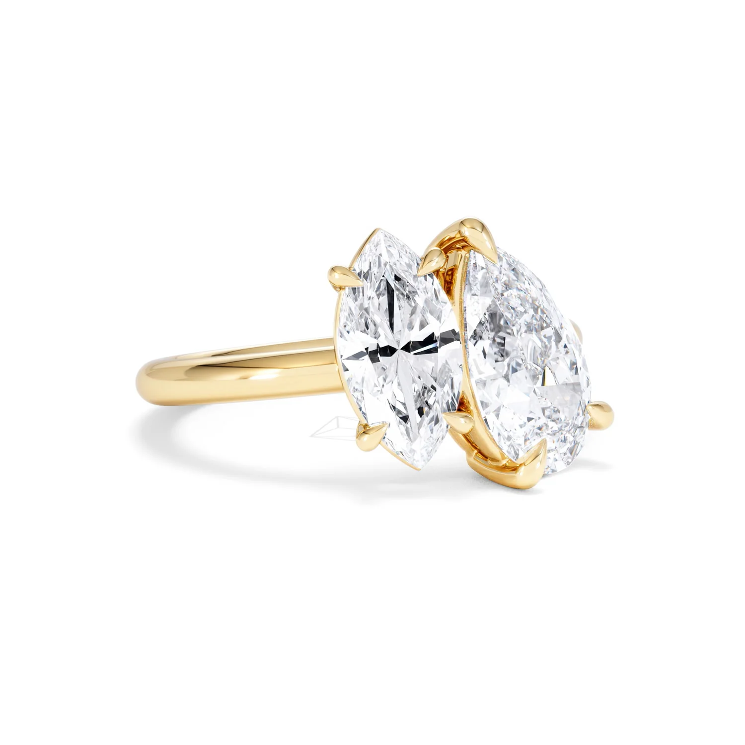 Toi Et Moi 3.00ct Pear and Marquise Cut Lab Diamond Engagement Ring in 18K Yellow Gold - Image 15