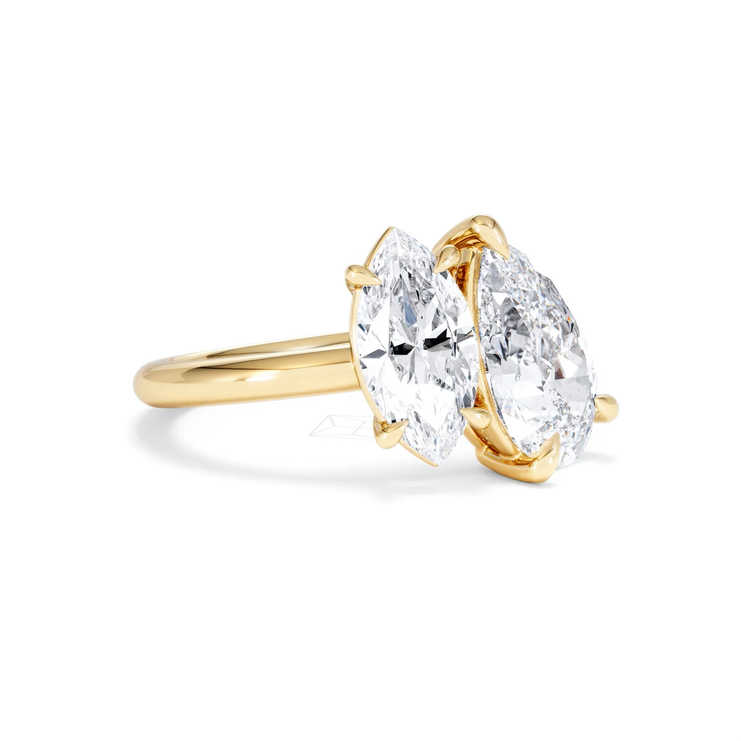 Toi Et Moi 3.00ct Pear and Marquise Cut Lab Diamond Engagement Ring in 18K Yellow Gold - Image 16