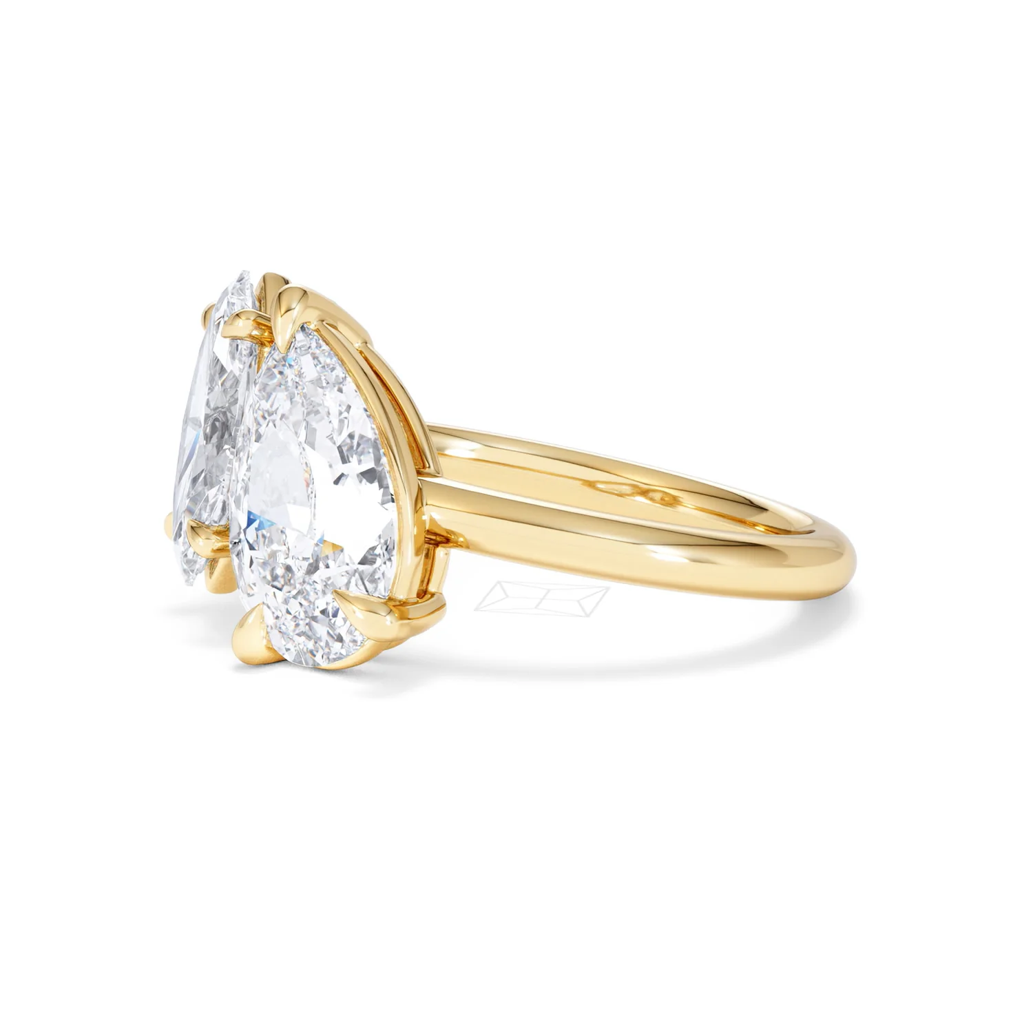 Toi Et Moi 3.00ct Pear and Marquise Cut Lab Diamond Engagement Ring in 18K Yellow Gold - Image 76