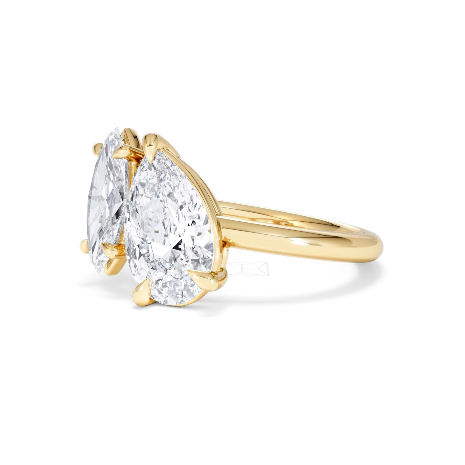 Toi Et Moi 3.00ct Pear and Marquise Cut Lab Diamond Engagement Ring in 18K Yellow Gold - Image 79