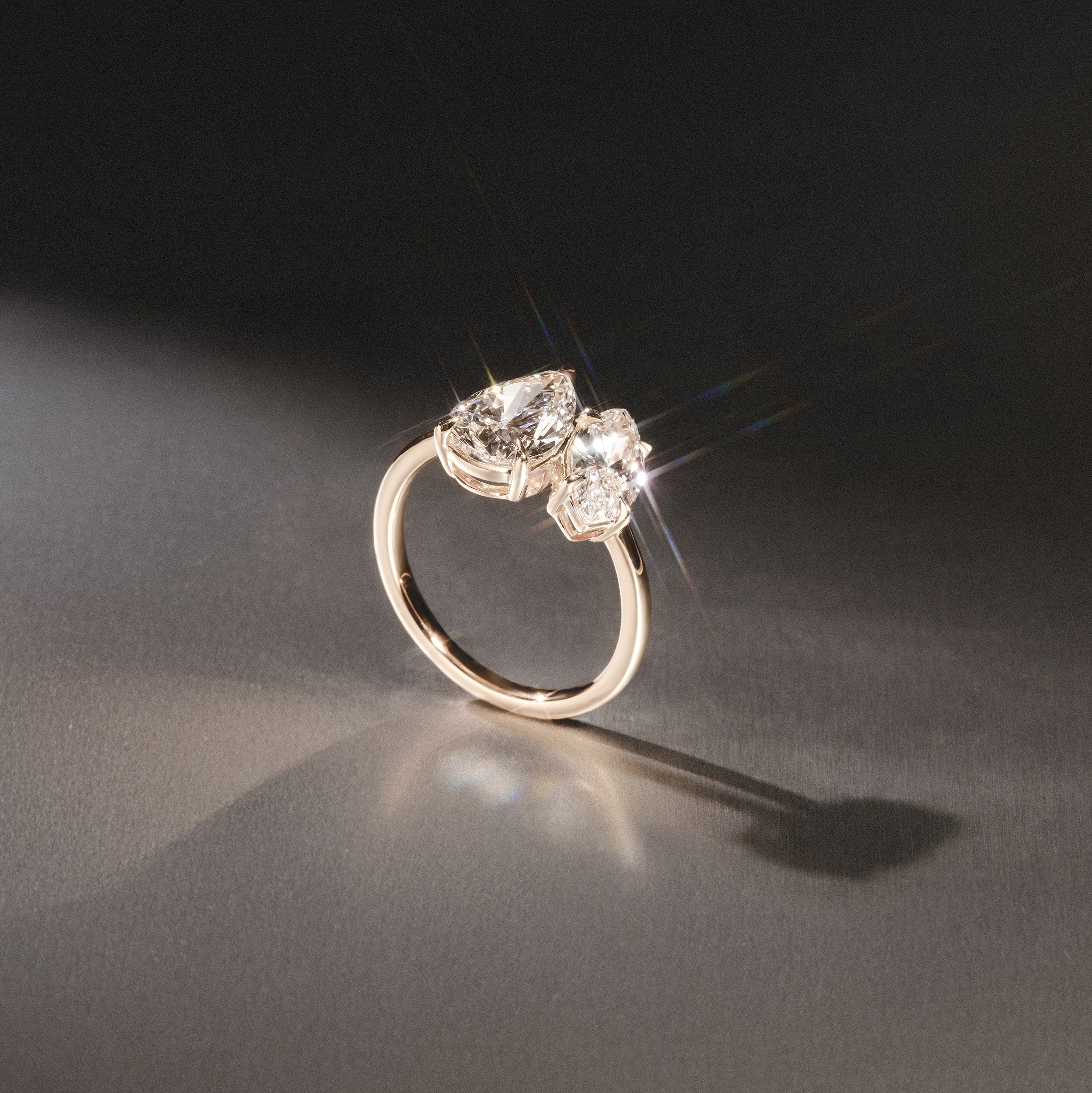 Toi Et Moi 3.00ct Pear and Marquise Cut Lab Diamond Engagement Ring in 18K Yellow Gold - Image 8