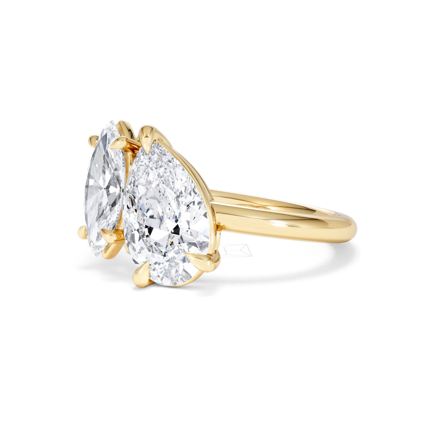 Toi Et Moi 3.00ct Pear and Marquise Cut Lab Diamond Engagement Ring in 18K Yellow Gold - Image 80