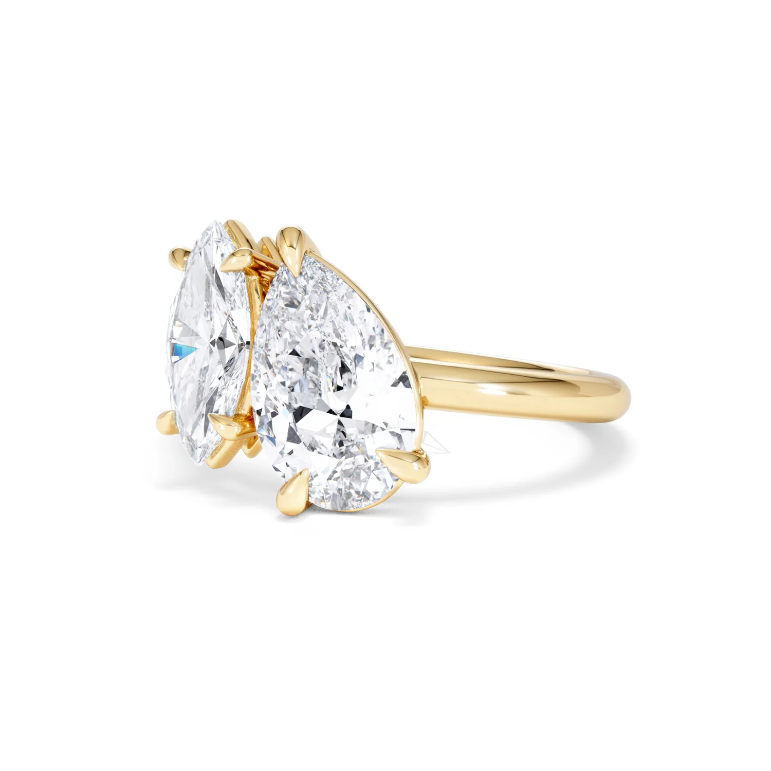 Toi Et Moi 3.00ct Pear and Marquise Cut Lab Diamond Engagement Ring in 18K Yellow Gold - Image 82