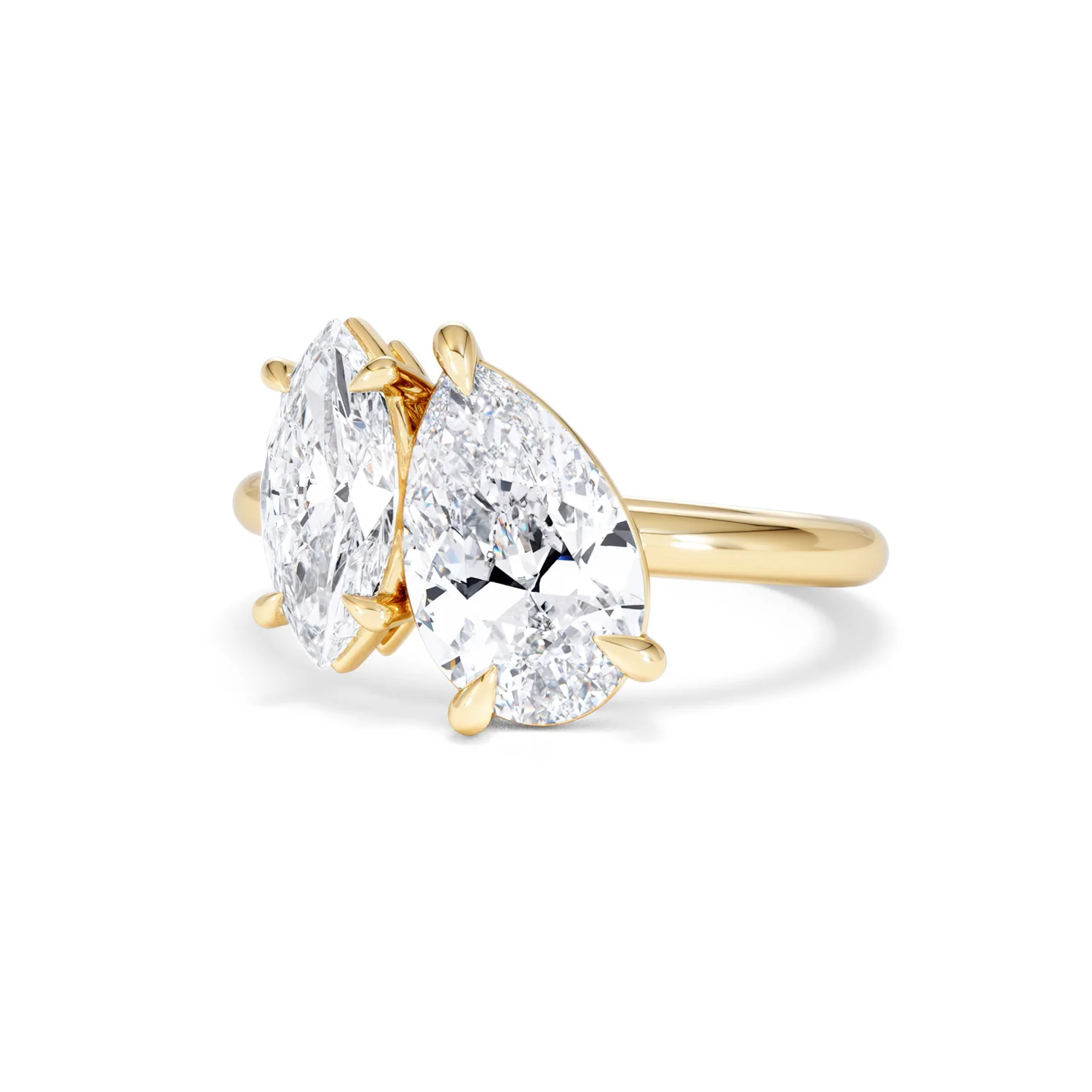 Toi Et Moi 3.00ct Pear and Marquise Cut Lab Diamond Engagement Ring in 18K Yellow Gold - Image 84