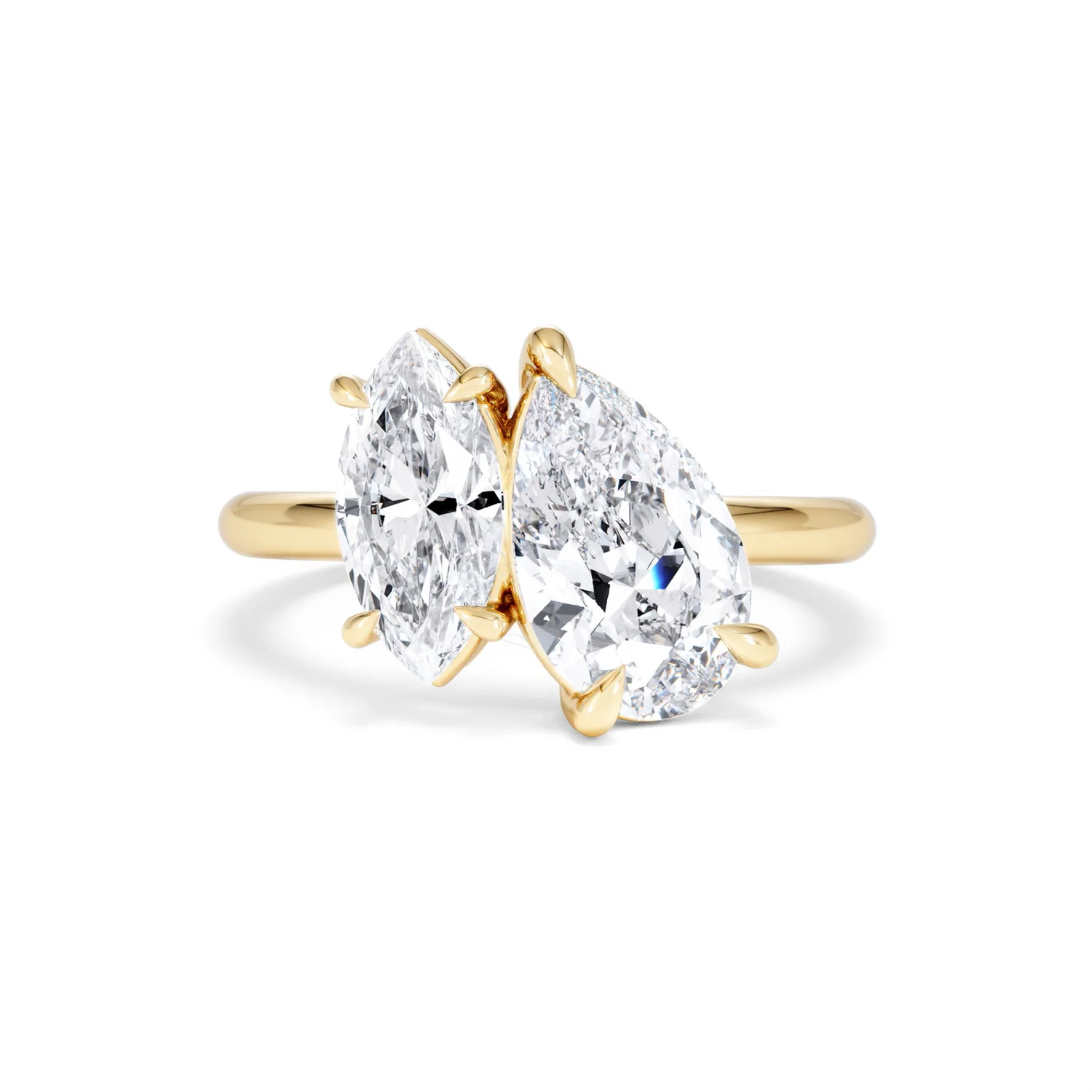 Toi Et Moi 3.00ct Pear and Marquise Cut Lab Diamond Engagement Ring in 18K Yellow Gold - Image 88