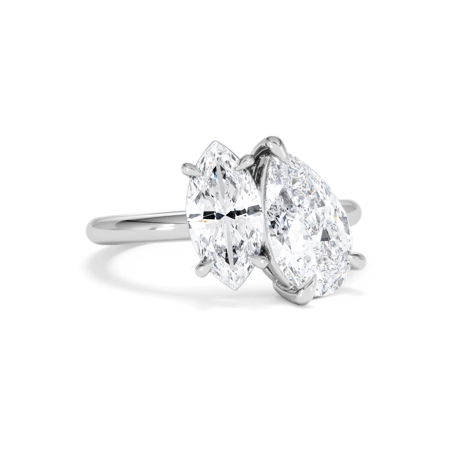 Toi Et Moi 3.00ct Pear and Marquise Cut Lab Diamond Engagement Ring in Platinum - Image 12
