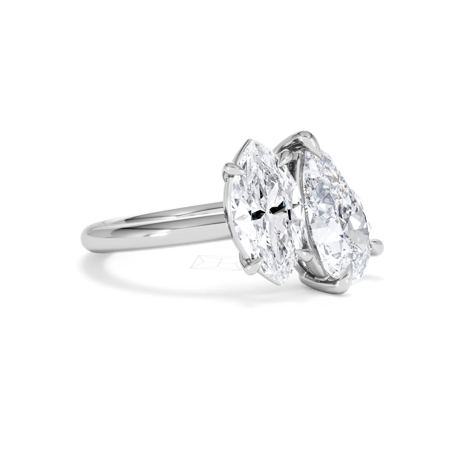 Toi Et Moi 3.00ct Pear and Marquise Cut Lab Diamond Engagement Ring in Platinum - Image 16