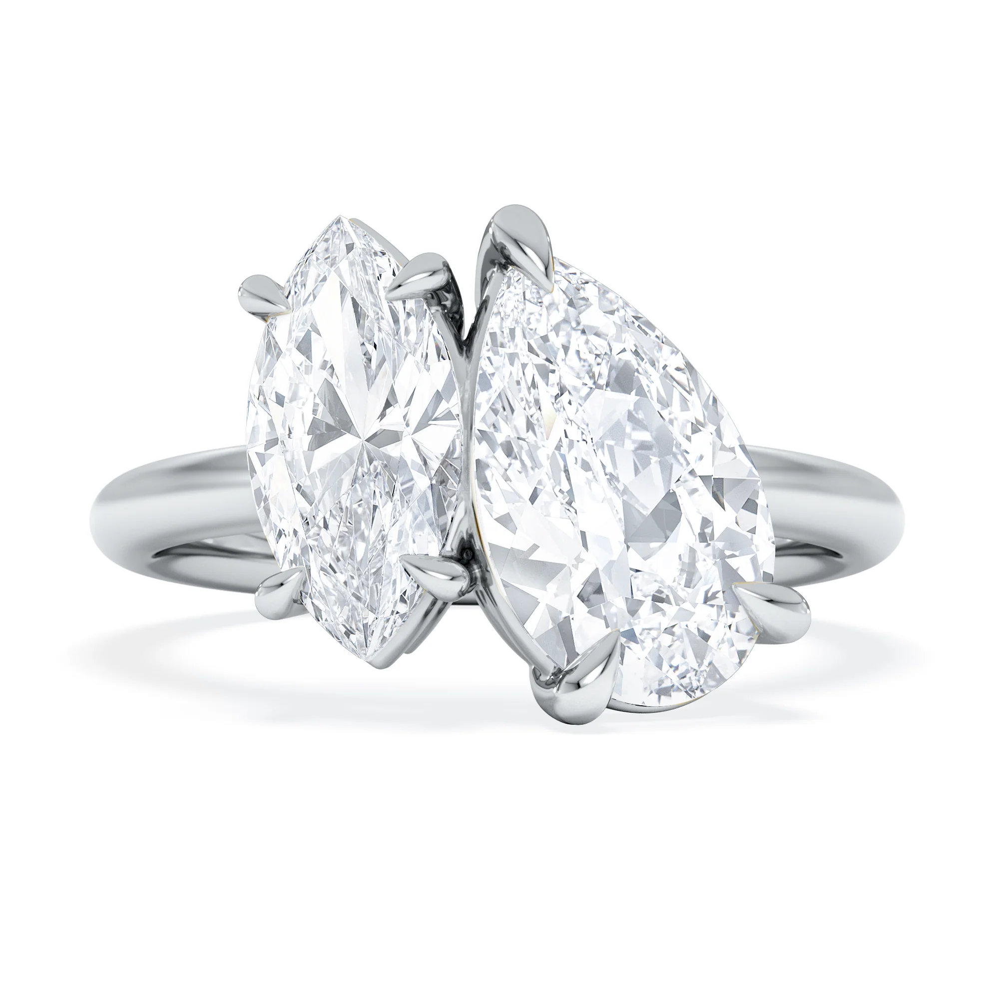 Toi Et Moi 3.00ct Pear and Marquise Cut Lab Diamond Engagement Ring in Platinum - Image 7