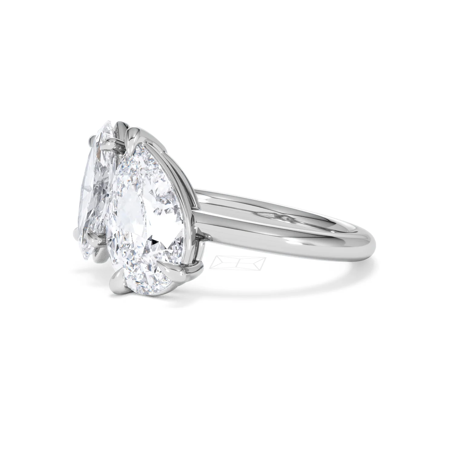 Toi Et Moi 3.00ct Pear and Marquise Cut Lab Diamond Engagement Ring in Platinum - Image 76