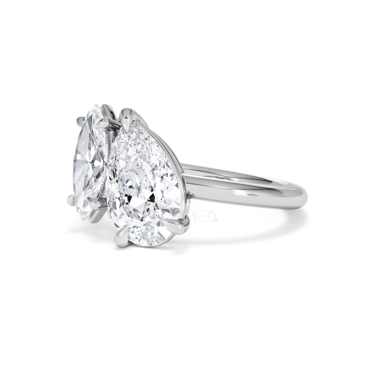 Toi Et Moi 3.00ct Pear and Marquise Cut Lab Diamond Engagement Ring in Platinum - Image 79