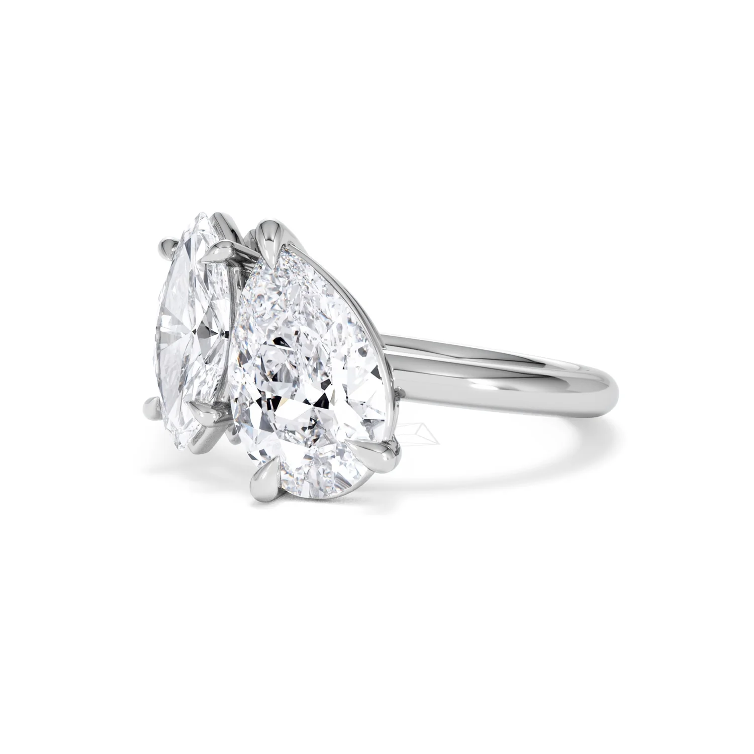 Toi Et Moi 3.00ct Pear and Marquise Cut Lab Diamond Engagement Ring in Platinum - Image 80