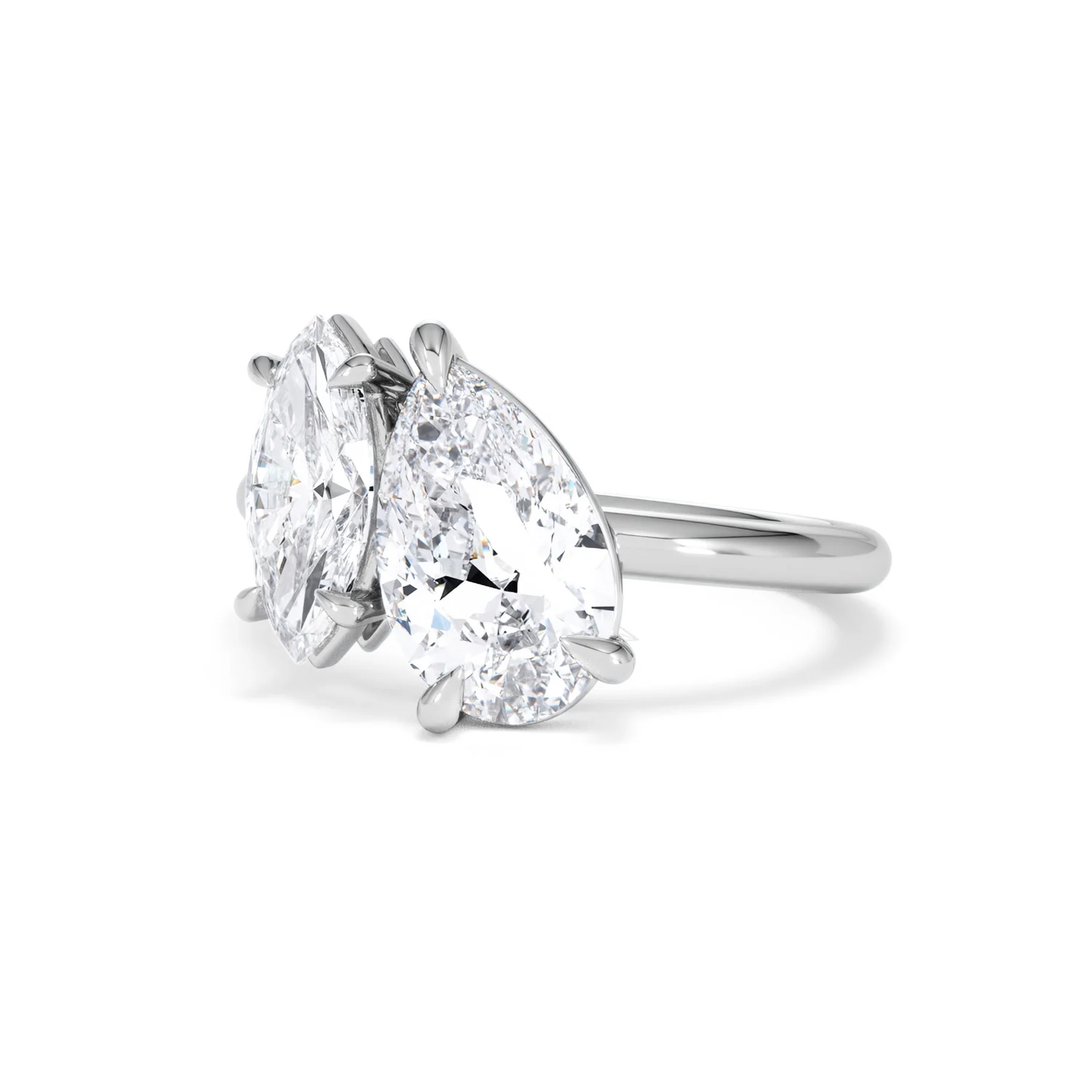 Toi Et Moi 3.00ct Pear and Marquise Cut Lab Diamond Engagement Ring in Platinum - Image 82