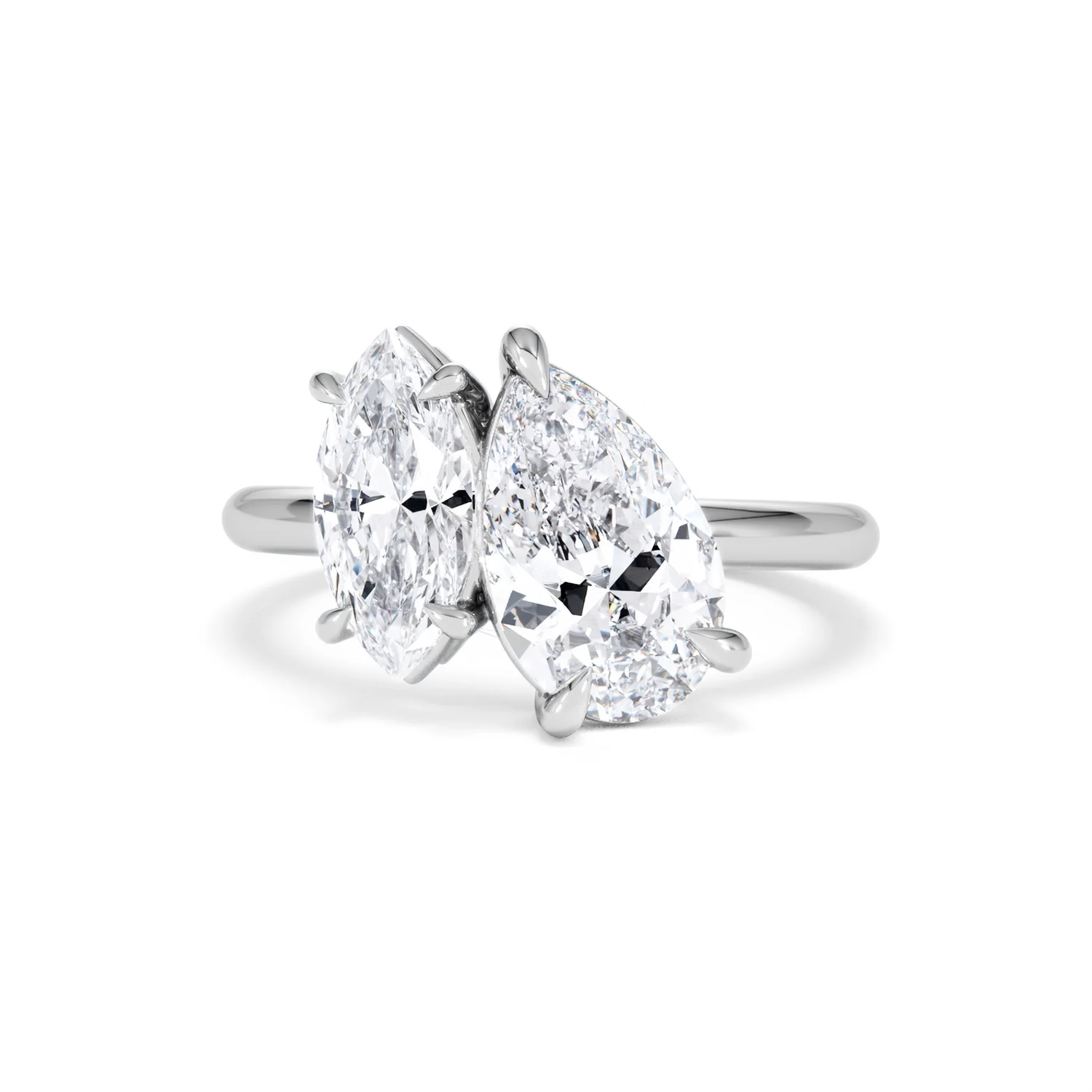 Toi Et Moi 3.00ct Pear and Marquise Cut Lab Diamond Engagement Ring in Platinum - Image 86