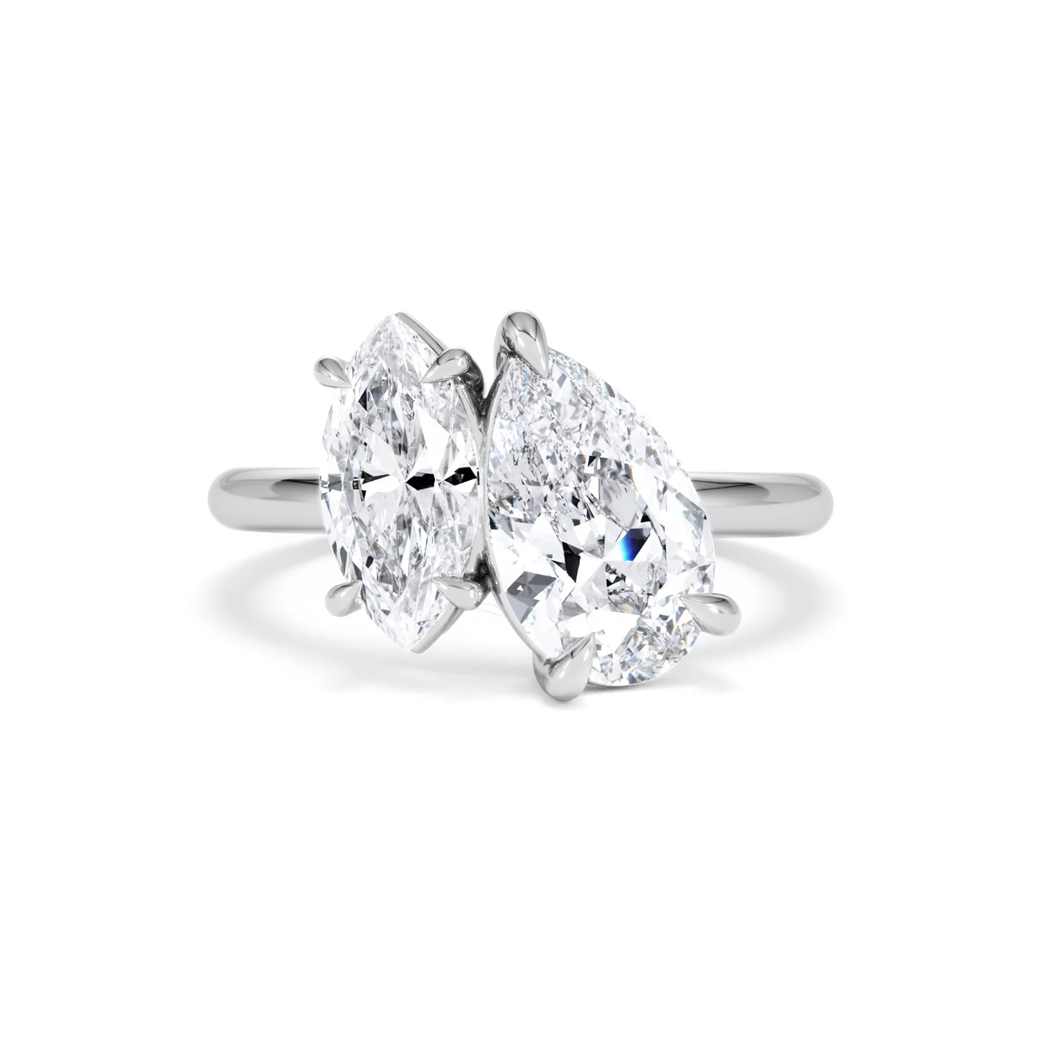 Toi Et Moi 3.00ct Pear and Marquise Cut Lab Diamond Engagement Ring in Platinum - Image 87