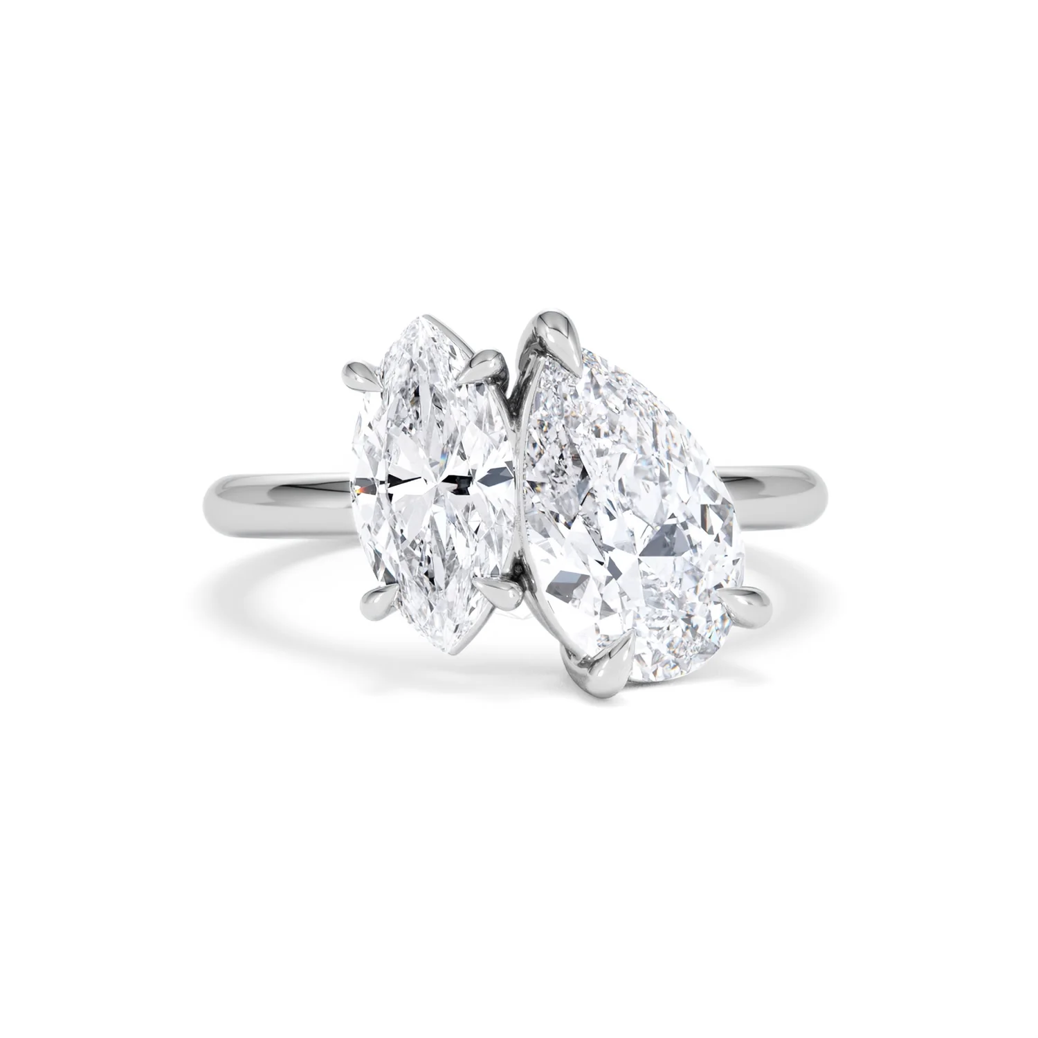 Toi Et Moi 3.00ct Pear and Marquise Cut Lab Diamond Engagement Ring in Platinum - Image 9