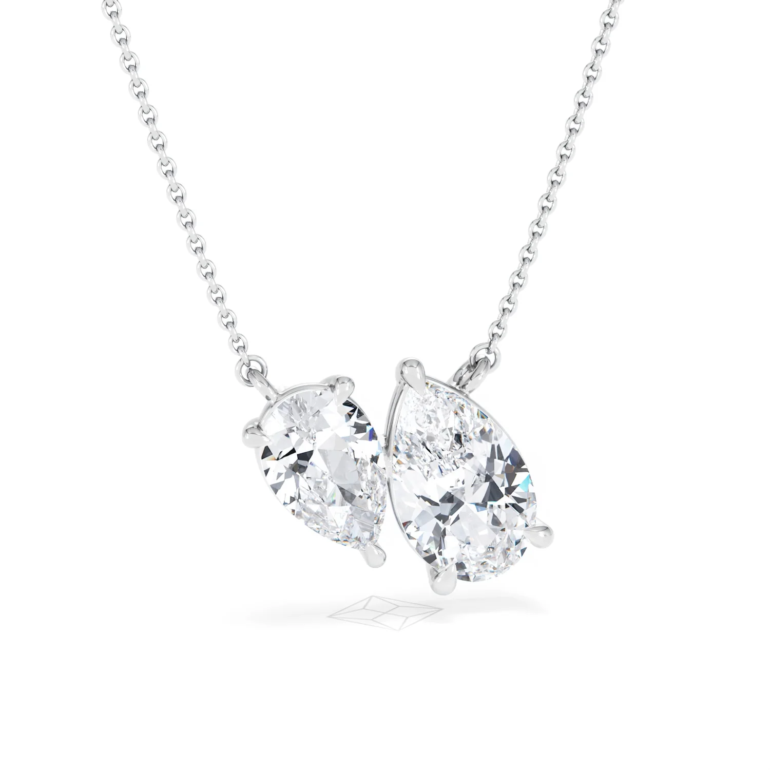 Toi Et Moi 3.00ct Pear Cut Lab Diamond 2 Stone Necklace in 18K White Gold - Image 12