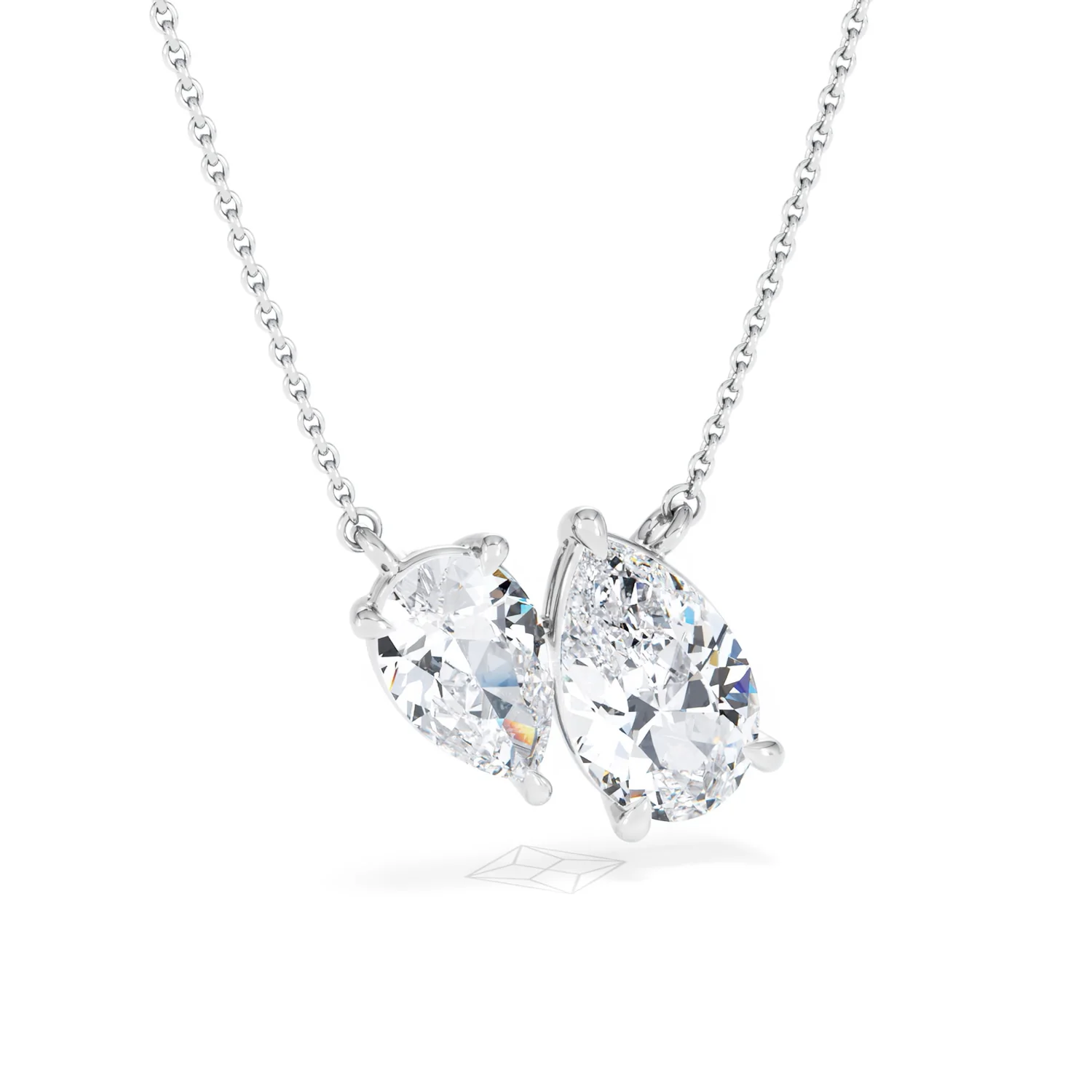 Toi Et Moi 3.00ct Pear Cut Lab Diamond 2 Stone Necklace in 18K White Gold - Image 13