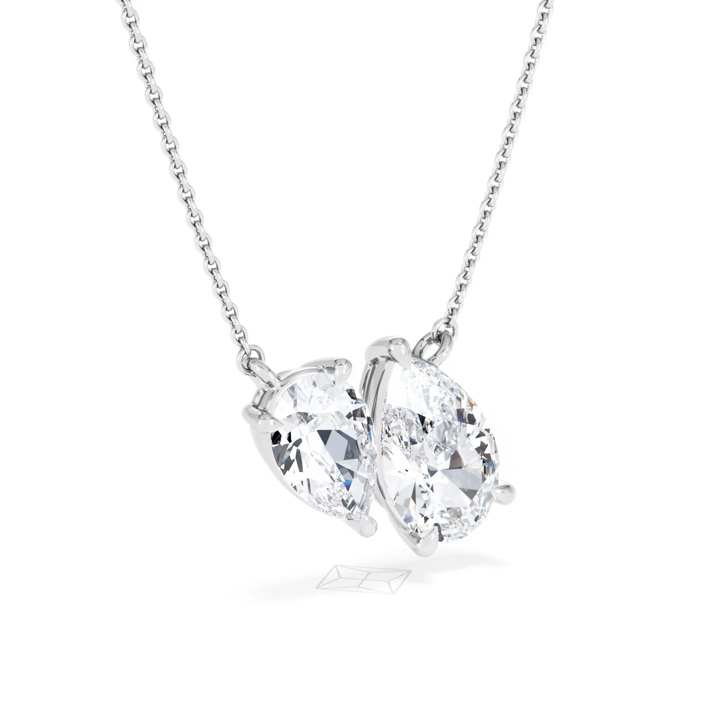 Toi Et Moi 3.00ct Pear Cut Lab Diamond 2 Stone Necklace in 18K White Gold - Image 16