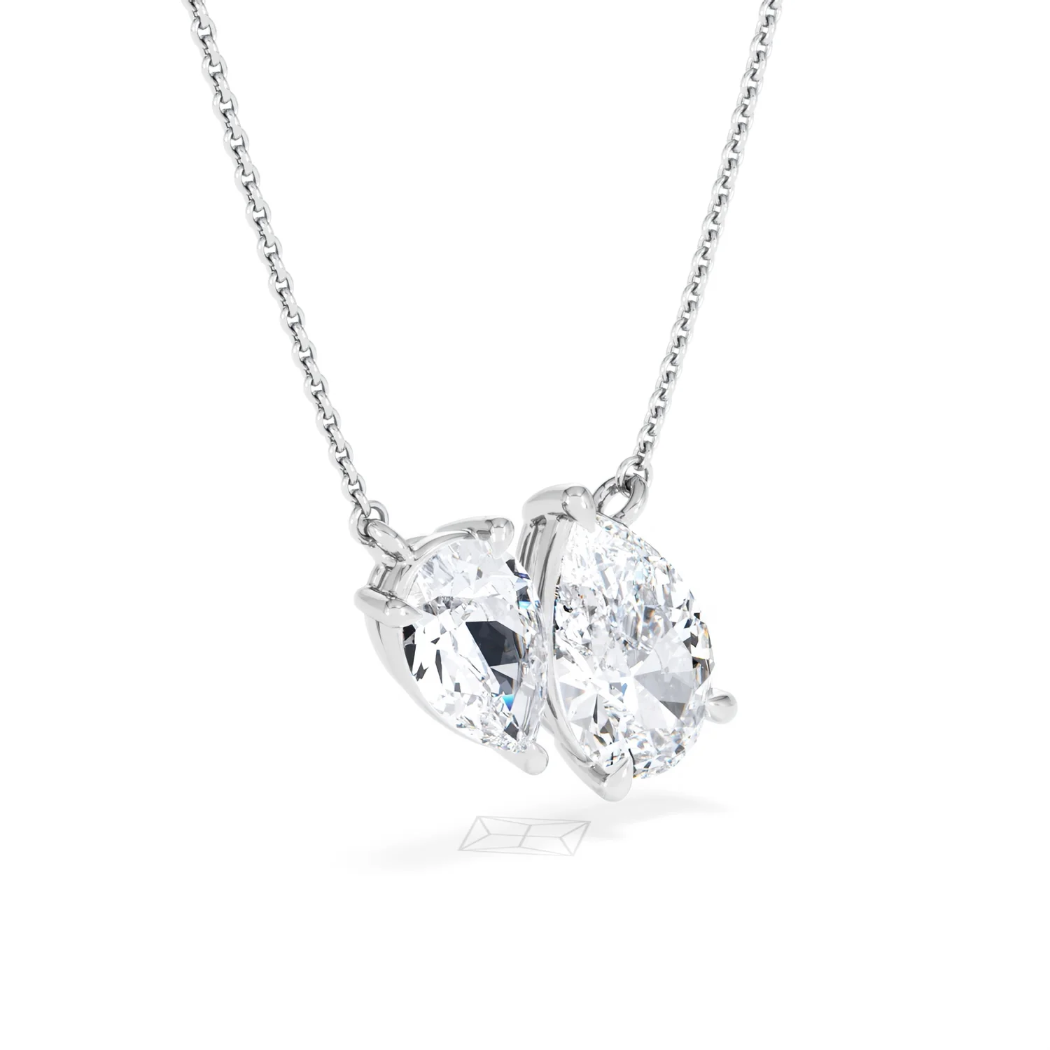 Toi Et Moi 3.00ct Pear Cut Lab Diamond 2 Stone Necklace in 18K White Gold - Image 17