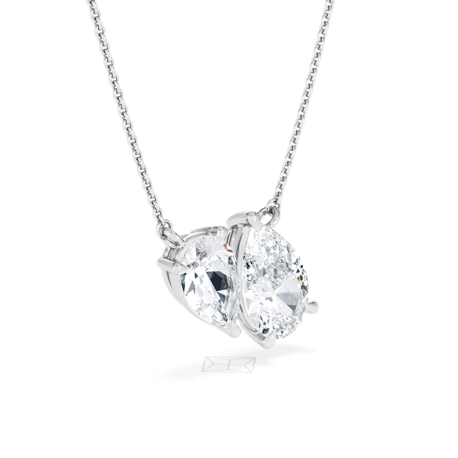 Toi Et Moi 3.00ct Pear Cut Lab Diamond 2 Stone Necklace in 18K White Gold - Image 18