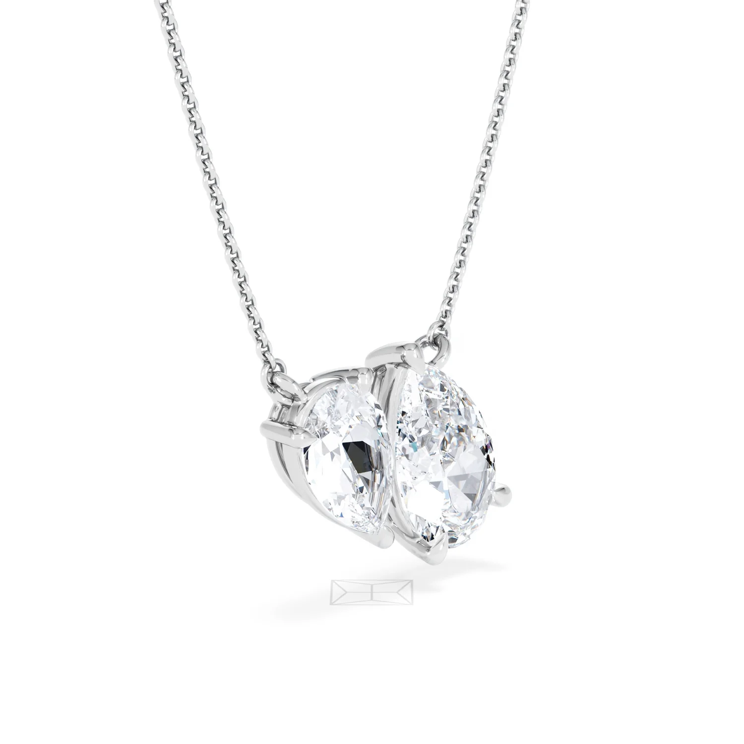 Toi Et Moi 3.00ct Pear Cut Lab Diamond 2 Stone Necklace in 18K White Gold - Image 19