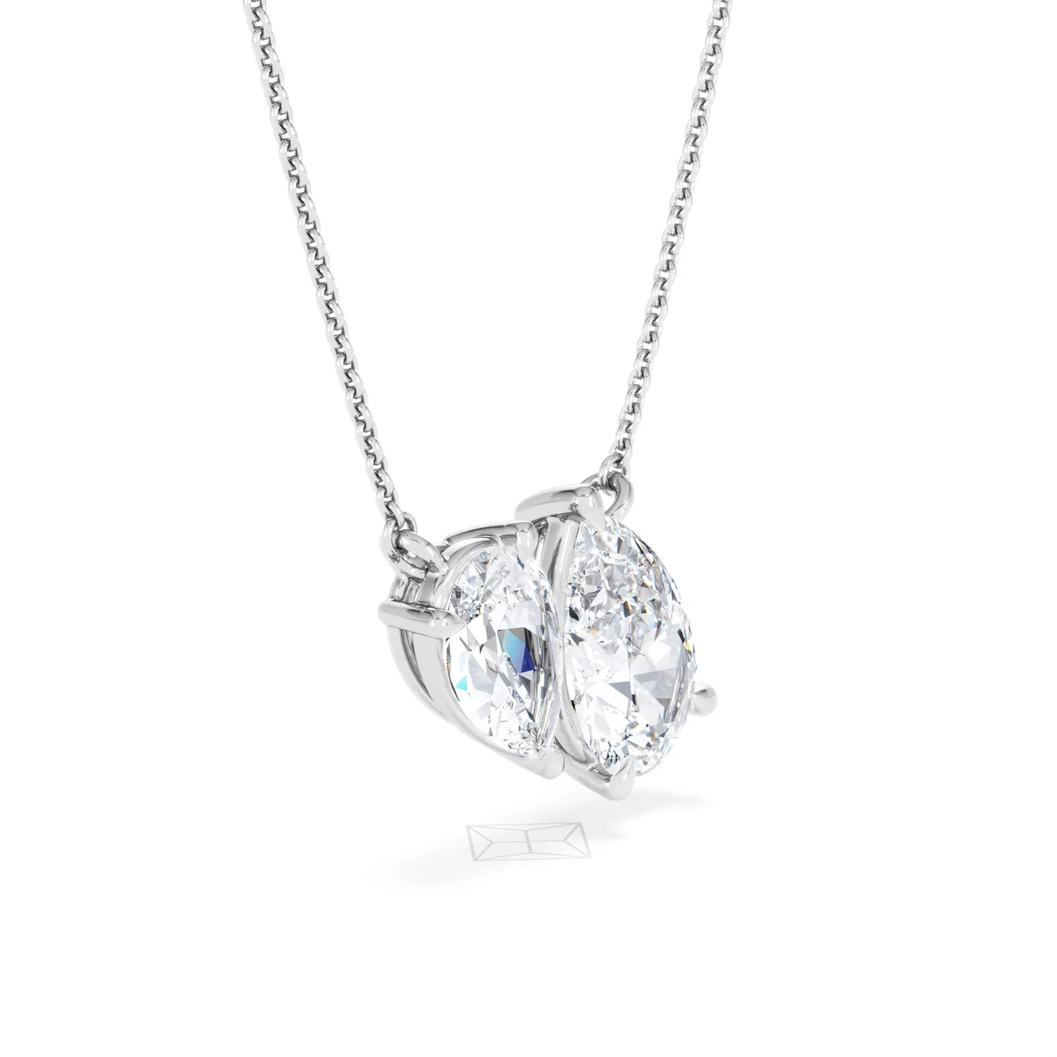 Toi Et Moi 3.00ct Pear Cut Lab Diamond 2 Stone Necklace in 18K White Gold - Image 20