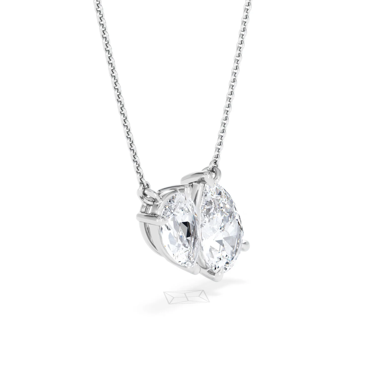 Toi Et Moi 3.00ct Pear Cut Lab Diamond 2 Stone Necklace in 18K White Gold - Image 21
