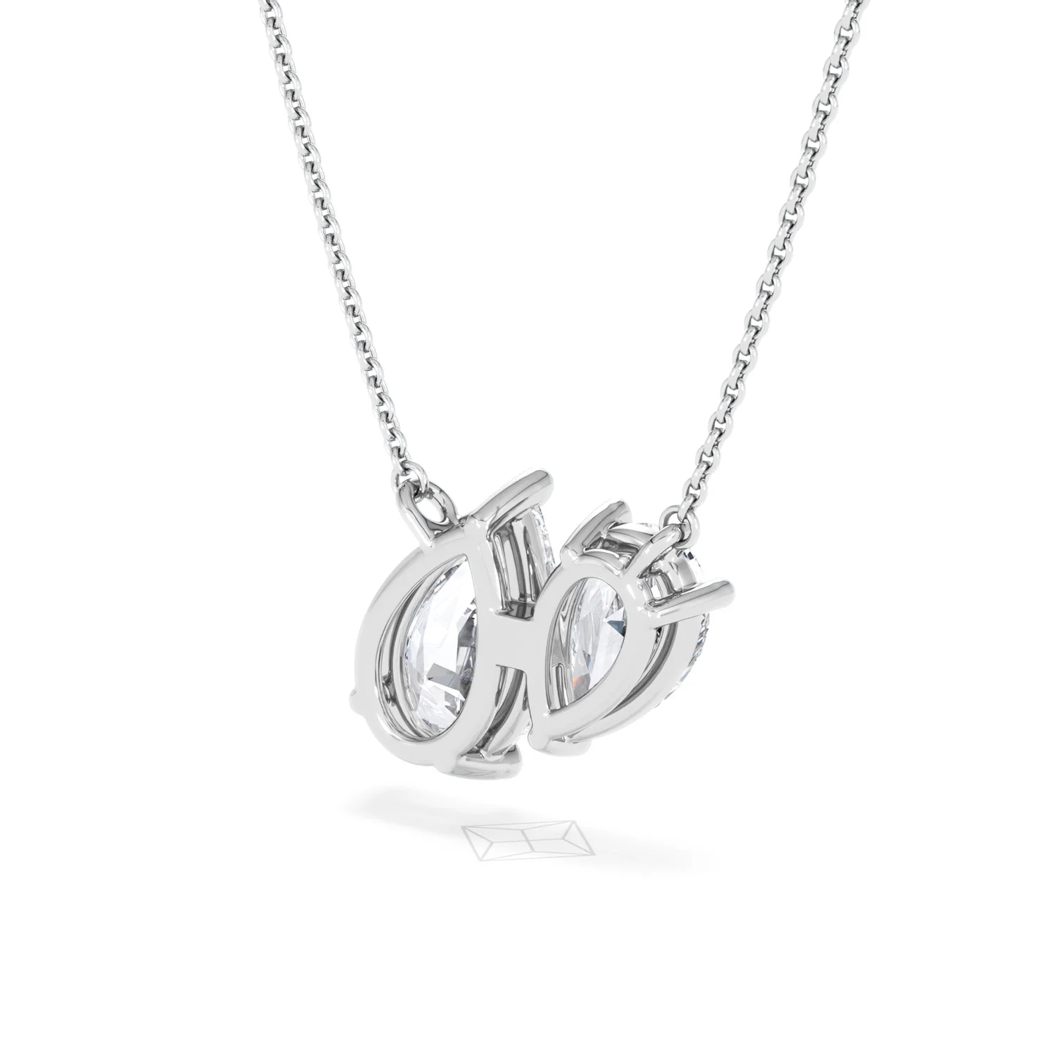 Toi Et Moi 3.00ct Pear Cut Lab Diamond 2 Stone Necklace in 18K White Gold - Image 41