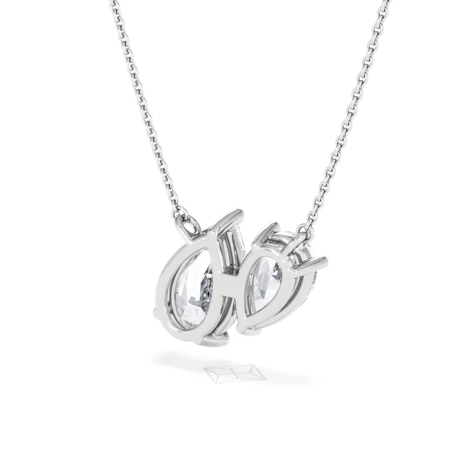Toi Et Moi 3.00ct Pear Cut Lab Diamond 2 Stone Necklace in 18K White Gold - Image 42