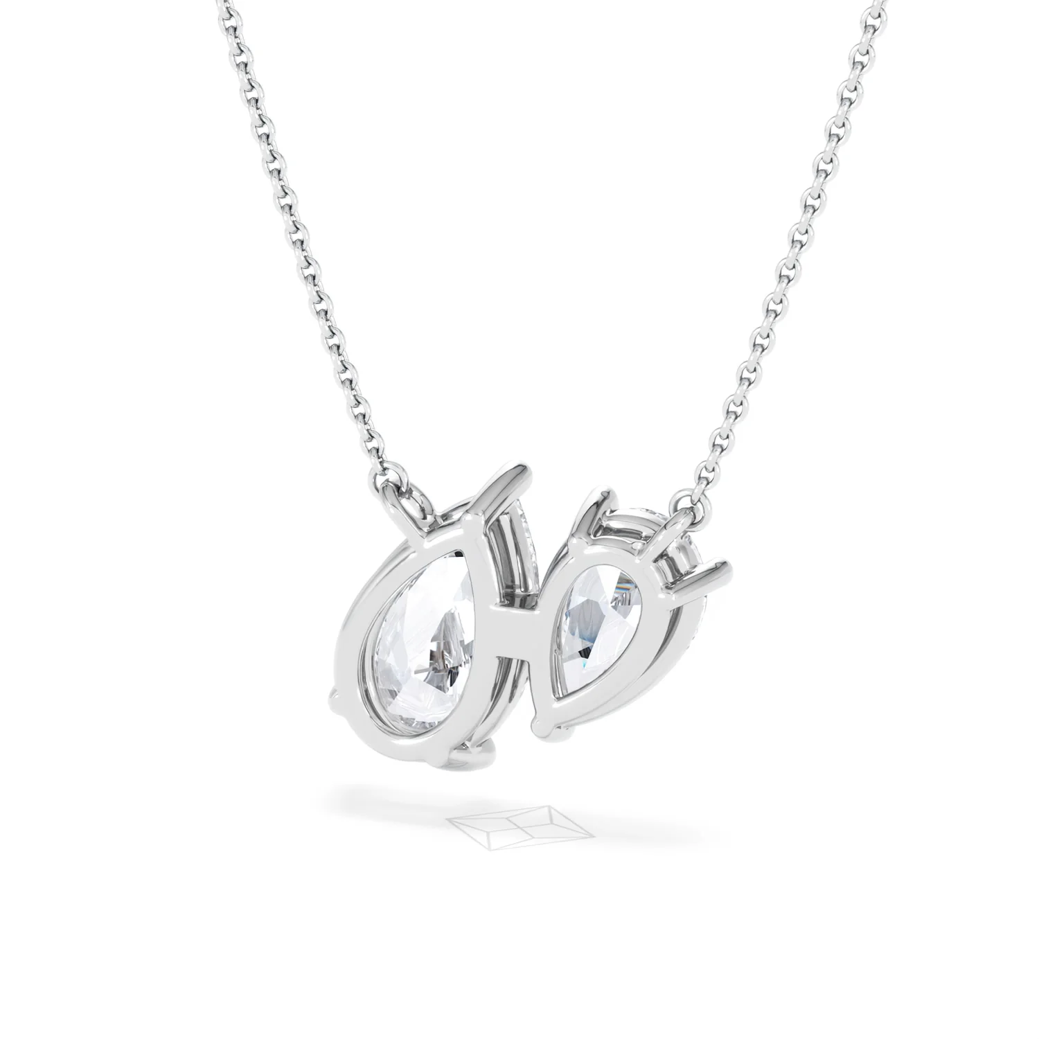 Toi Et Moi 3.00ct Pear Cut Lab Diamond 2 Stone Necklace in 18K White Gold - Image 44