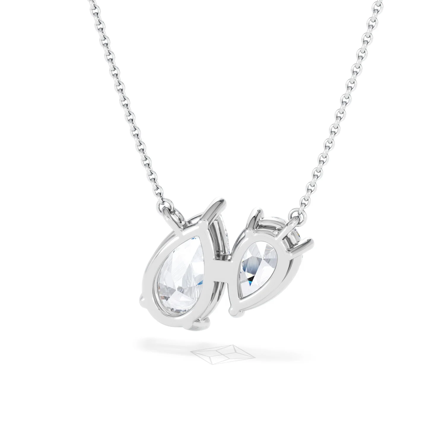 Toi Et Moi 3.00ct Pear Cut Lab Diamond 2 Stone Necklace in 18K White Gold - Image 45