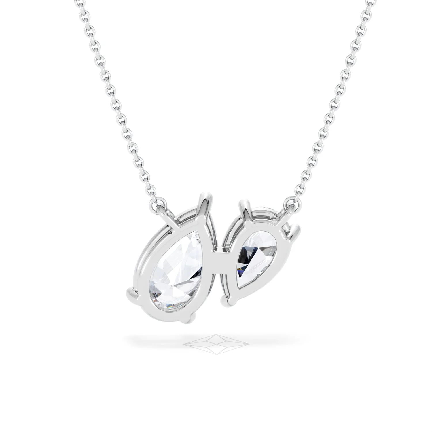 Toi Et Moi 3.00ct Pear Cut Lab Diamond 2 Stone Necklace in 18K White Gold - Image 49