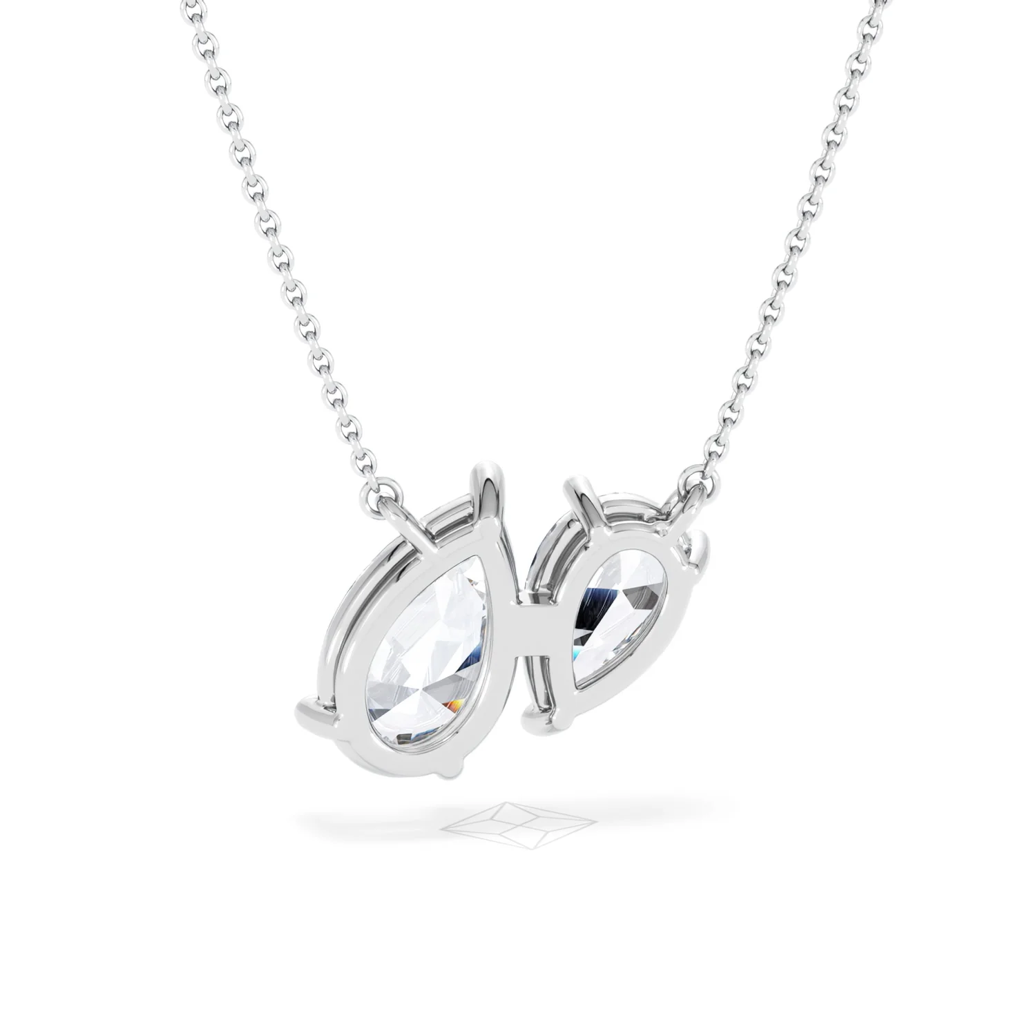 Toi Et Moi 3.00ct Pear Cut Lab Diamond 2 Stone Necklace in 18K White Gold - Image 51