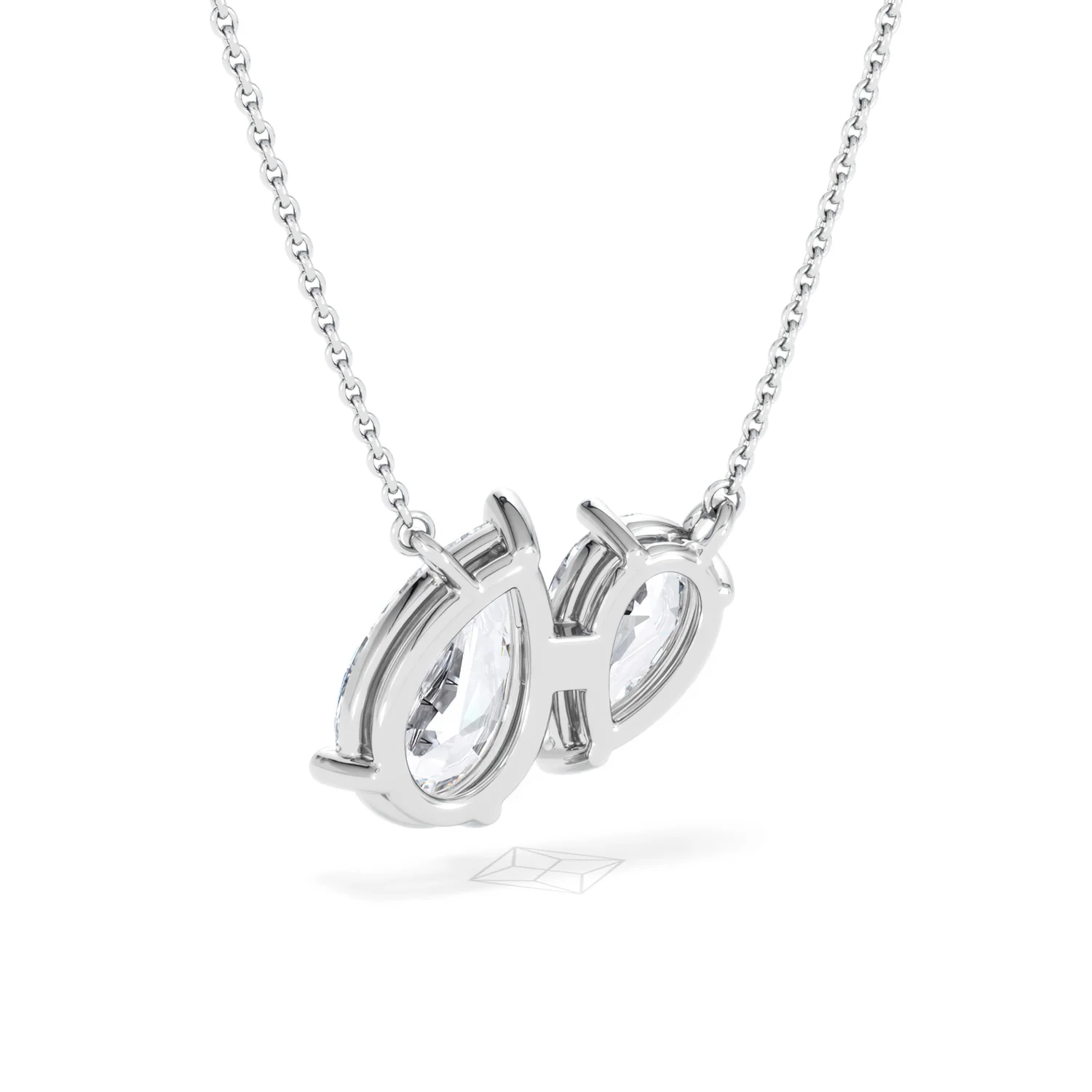 Toi Et Moi 3.00ct Pear Cut Lab Diamond 2 Stone Necklace in 18K White Gold - Image 54