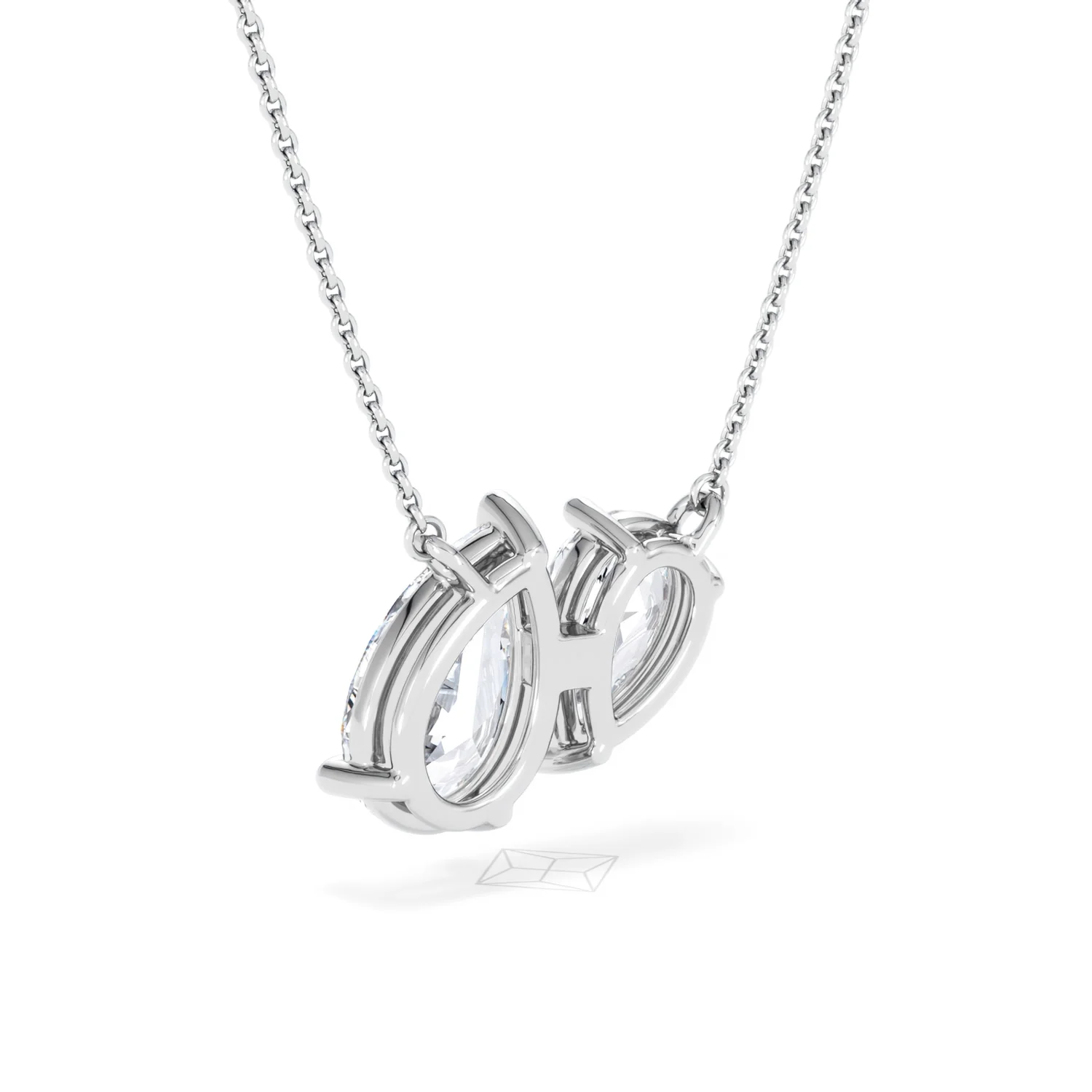 Toi Et Moi 3.00ct Pear Cut Lab Diamond 2 Stone Necklace in 18K White Gold - Image 56
