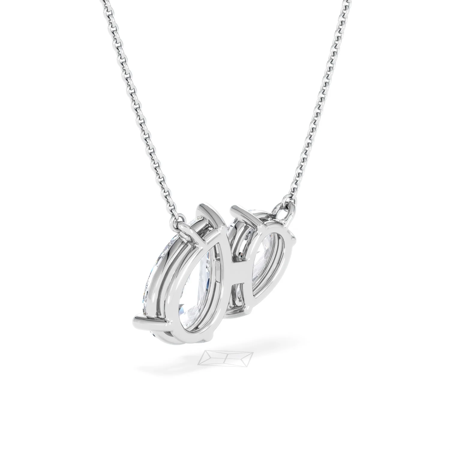 Toi Et Moi 3.00ct Pear Cut Lab Diamond 2 Stone Necklace in 18K White Gold - Image 57
