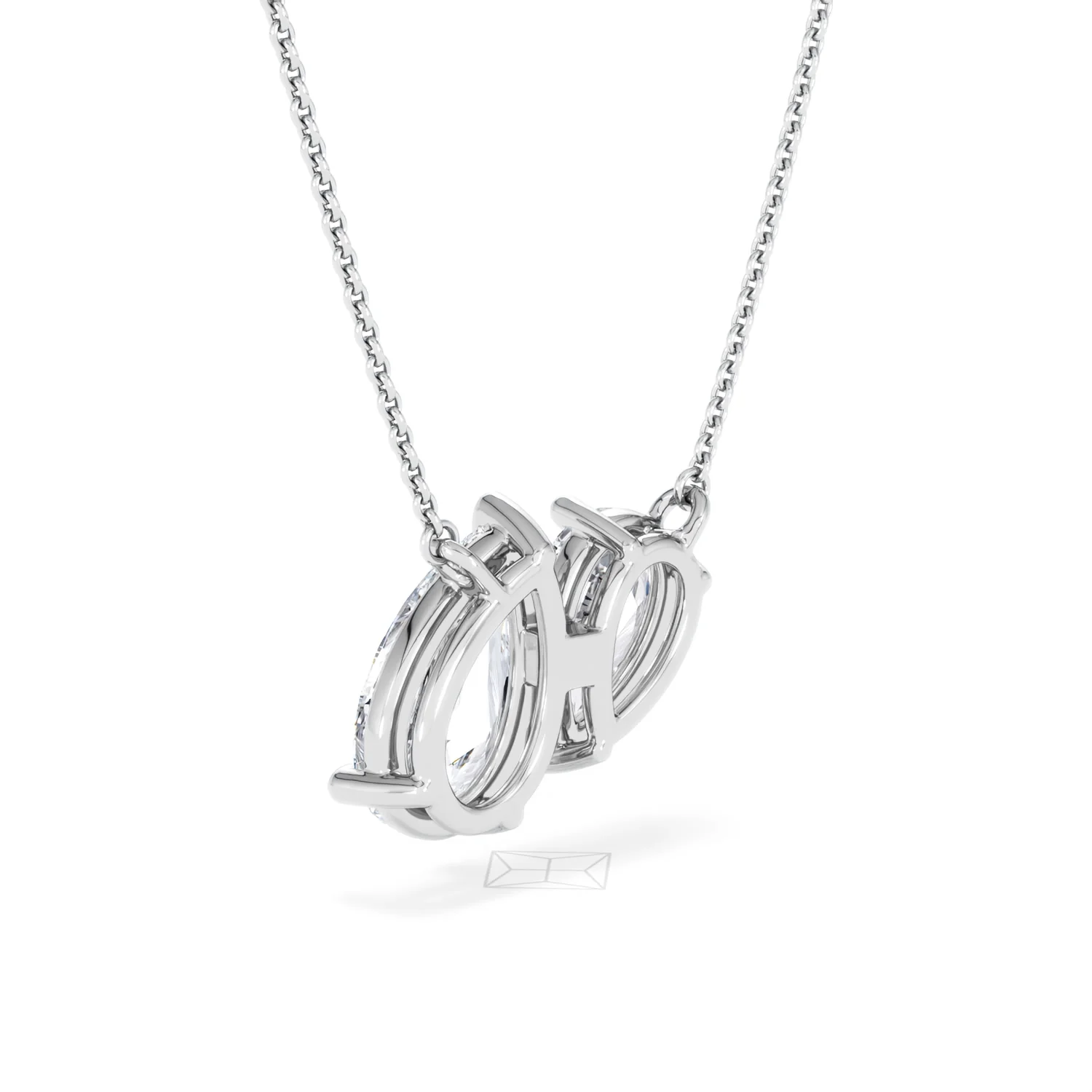 Toi Et Moi 3.00ct Pear Cut Lab Diamond 2 Stone Necklace in 18K White Gold - Image 58