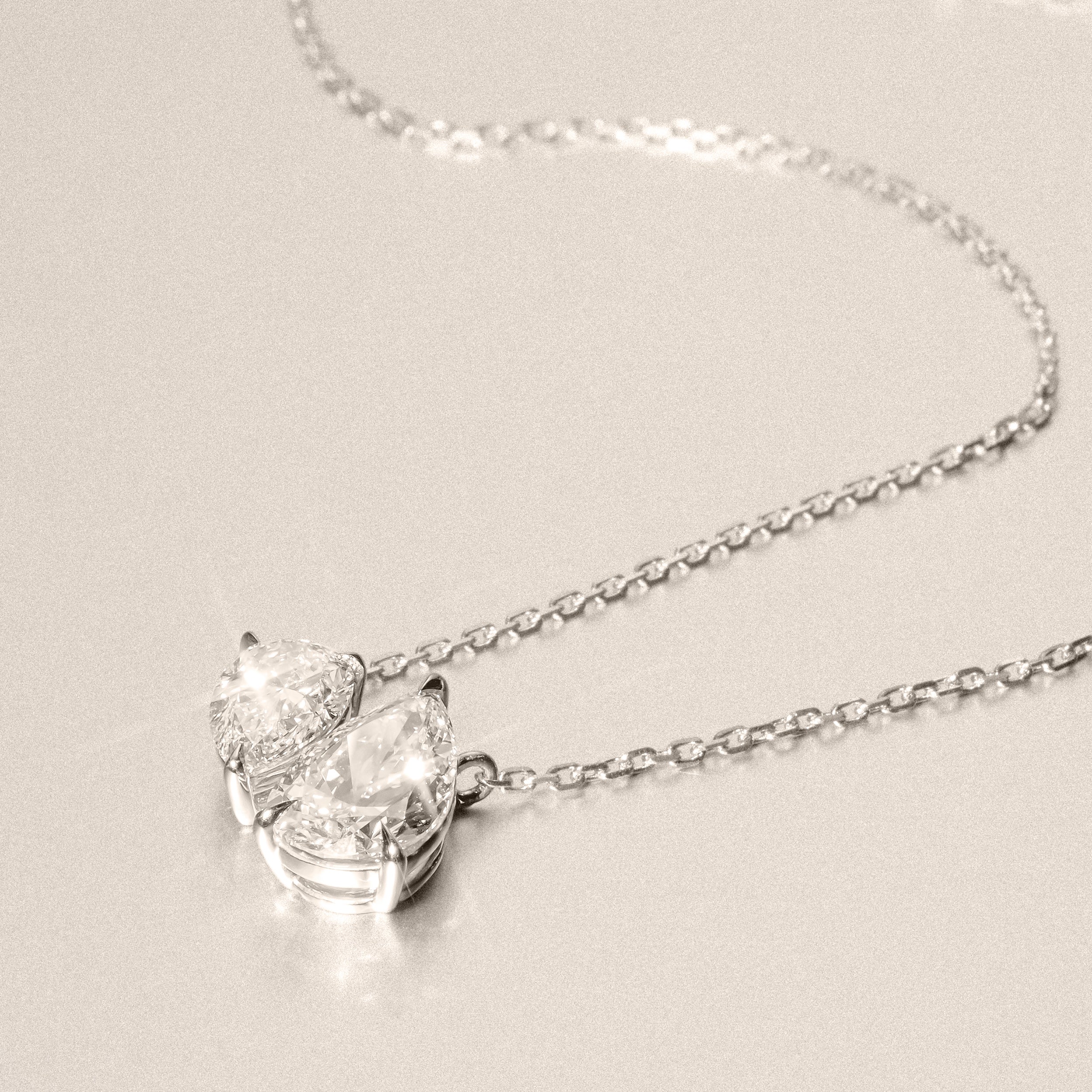 Toi Et Moi 3.00ct Pear Cut Lab Diamond 2 Stone Necklace in 18K White Gold - Image 6
