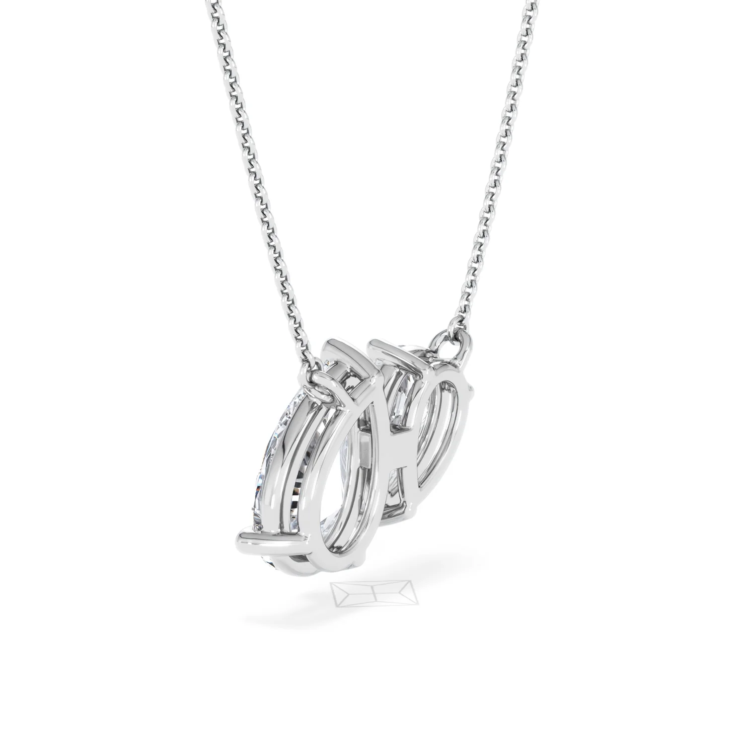 Toi Et Moi 3.00ct Pear Cut Lab Diamond 2 Stone Necklace in 18K White Gold - Image 60